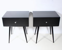 Paul McCobb 1950s Modular Nightstands in Black Satin Lacquer