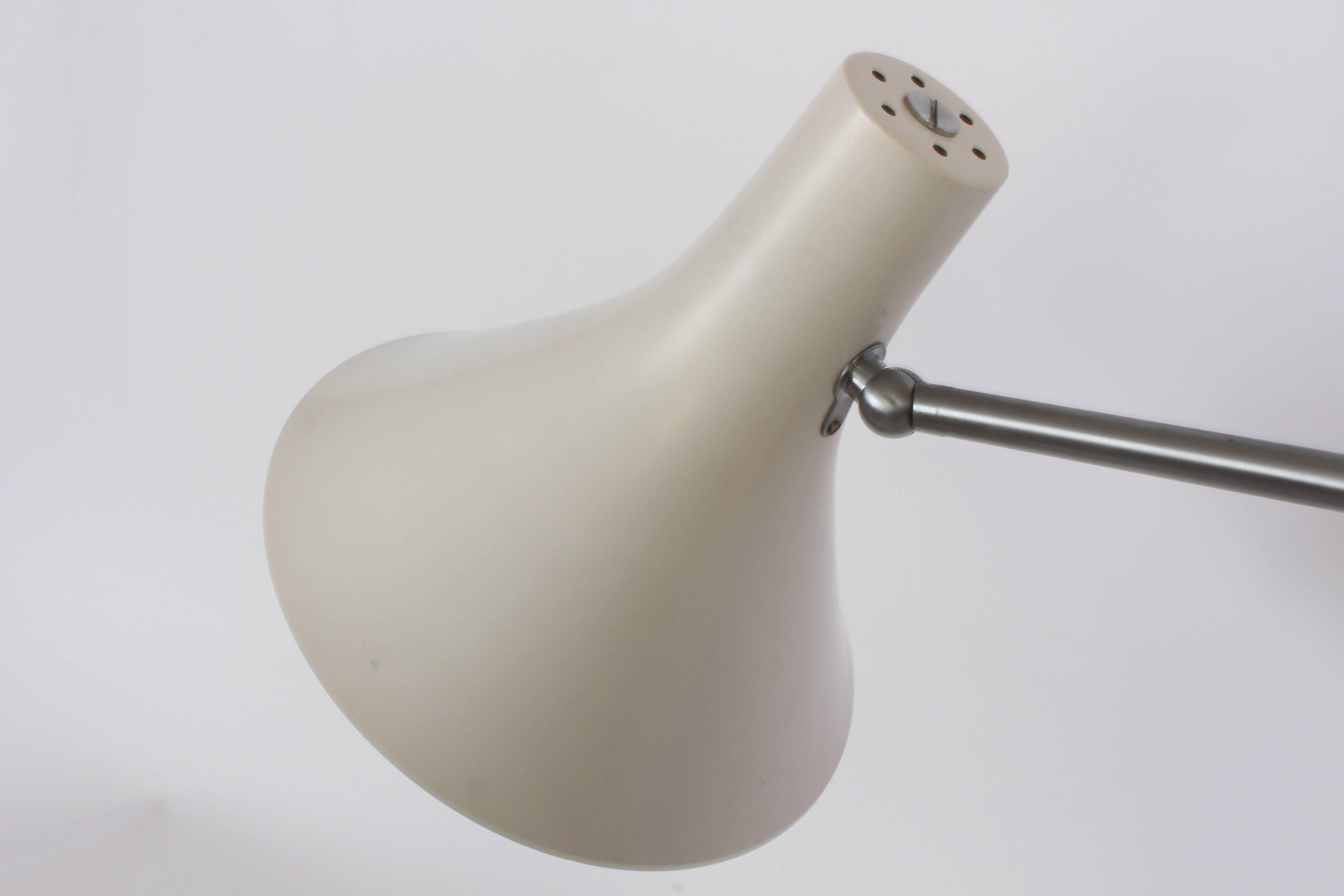 Mid-20th Century Nessen Studios Brushed Nickel Double Arm Desk Lamp with White Enamel Shades