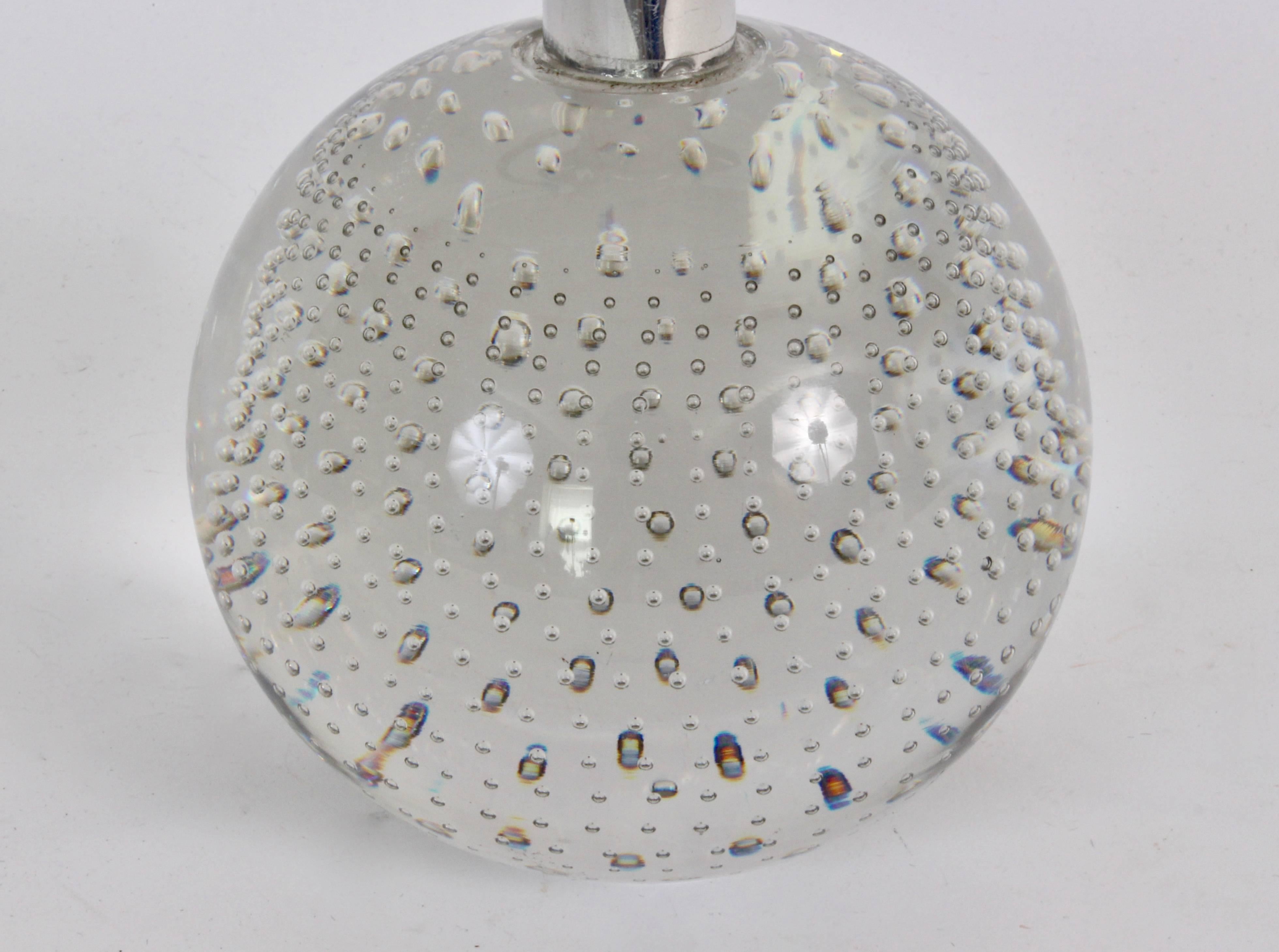 Petite Murano Bullicante Round Ball Table Lamp, 1940's In Good Condition For Sale In Bainbridge, NY