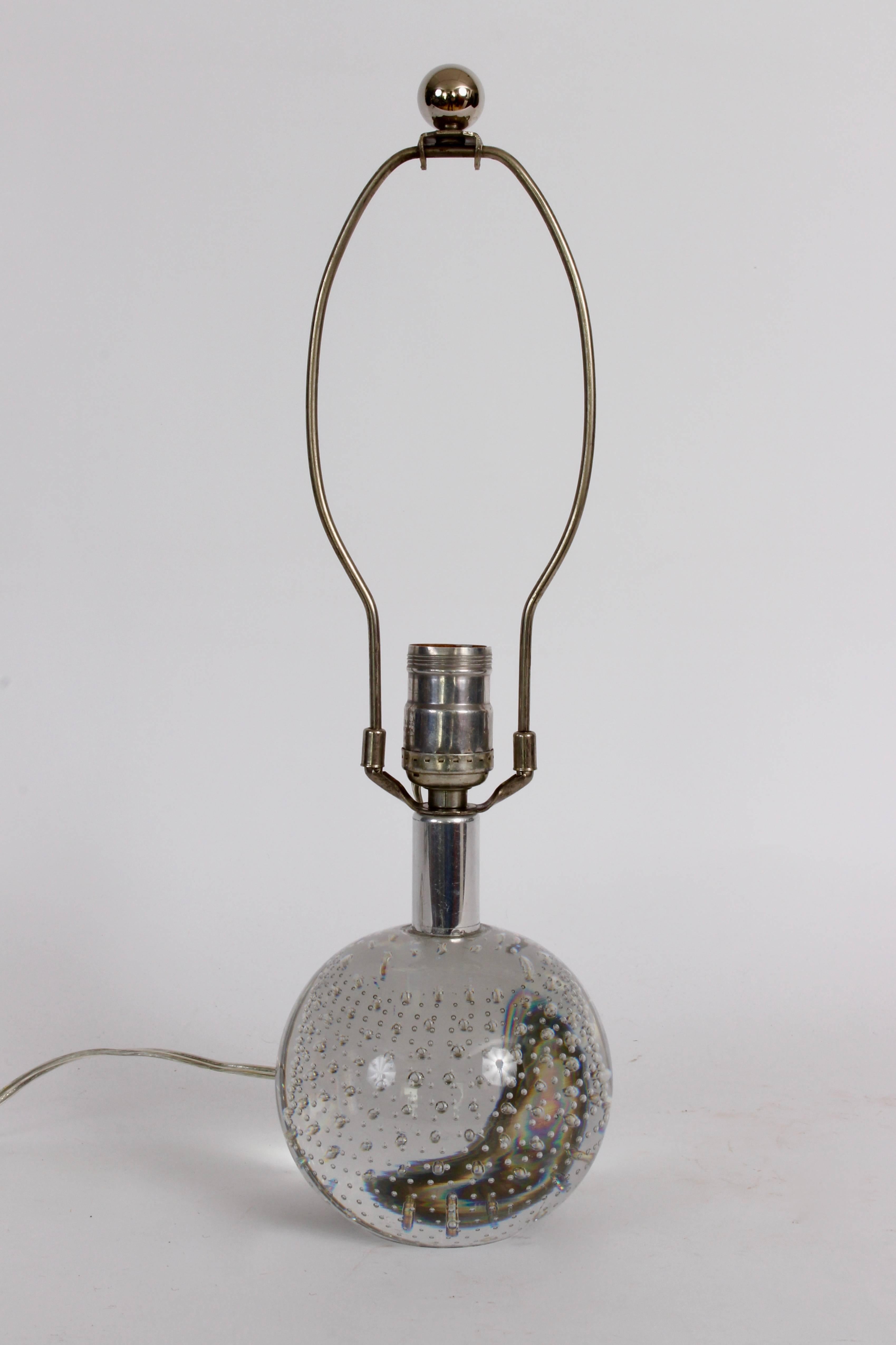 Mid-20th Century Petite Murano Bullicante Round Ball Table Lamp, 1940's For Sale
