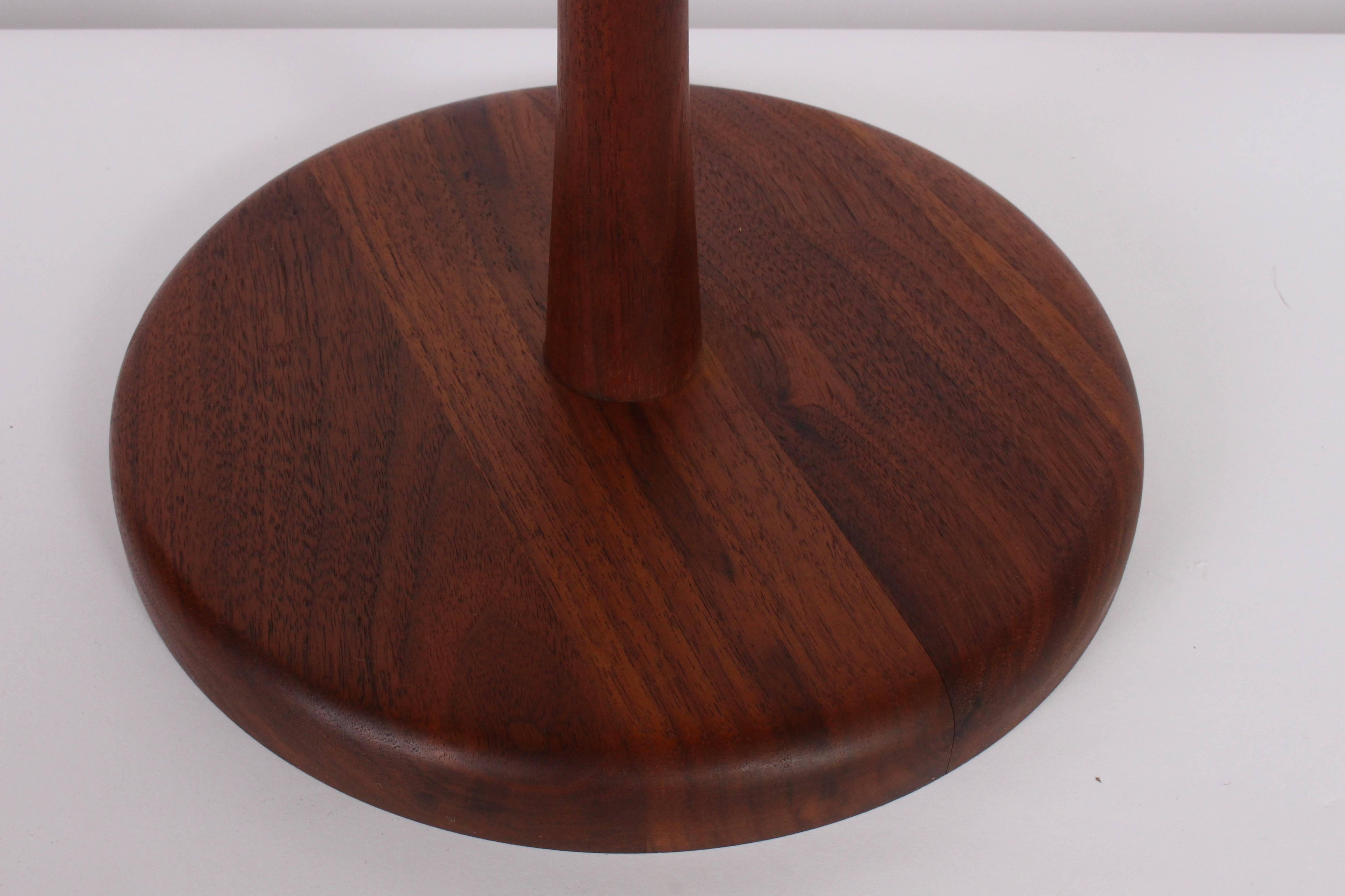 Gordon Martz Marshall Studios Dark Walnut & Dark Brown Ceramic Pedestal Table In Good Condition In Bainbridge, NY