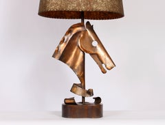 Yasha Heifetz Horse Head Table Lamp in Hammered Copper, Circa 1950
