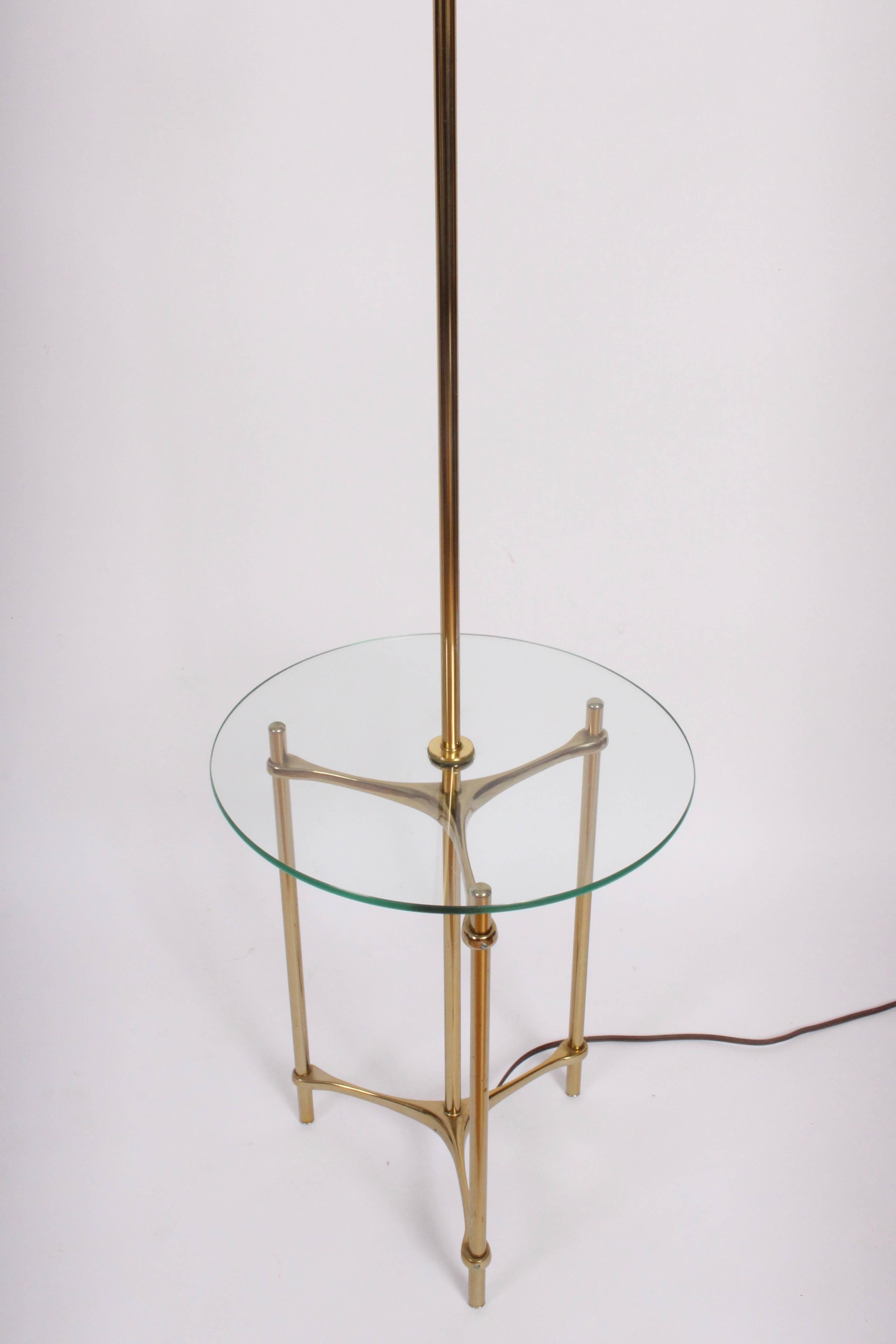 Mid-Century Modern 1970s Laurel Lamp Company Brass and Side Table Floor Lamp