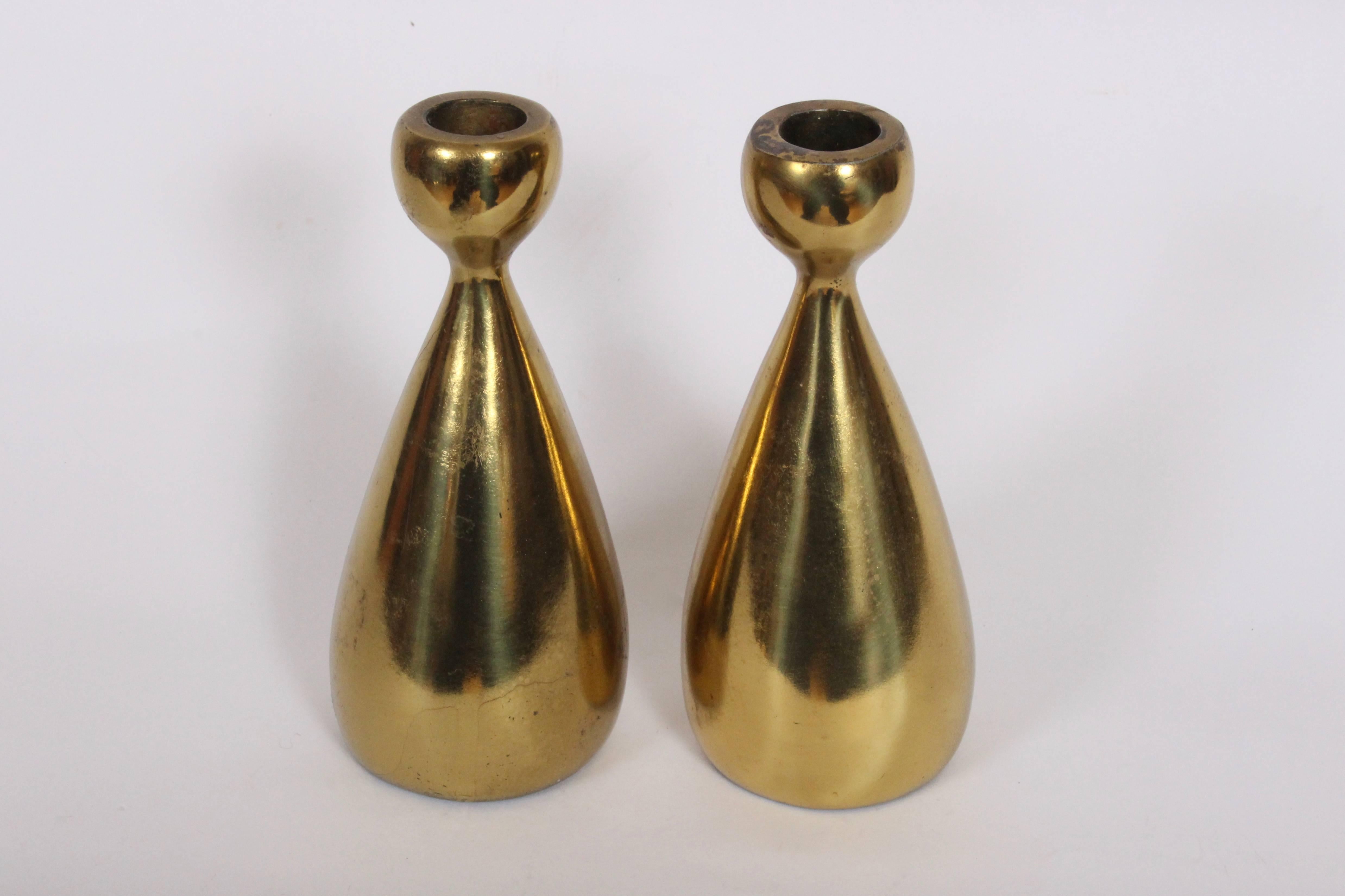 American Pair of Ben Siebel for Jenfredware Brass Candlesticks, 1950's 