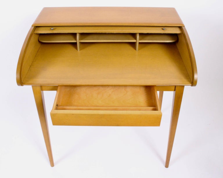 HeywoodWakefield Streamlined Birch Tambour Desk, 1960s For Sale at 1stdibs