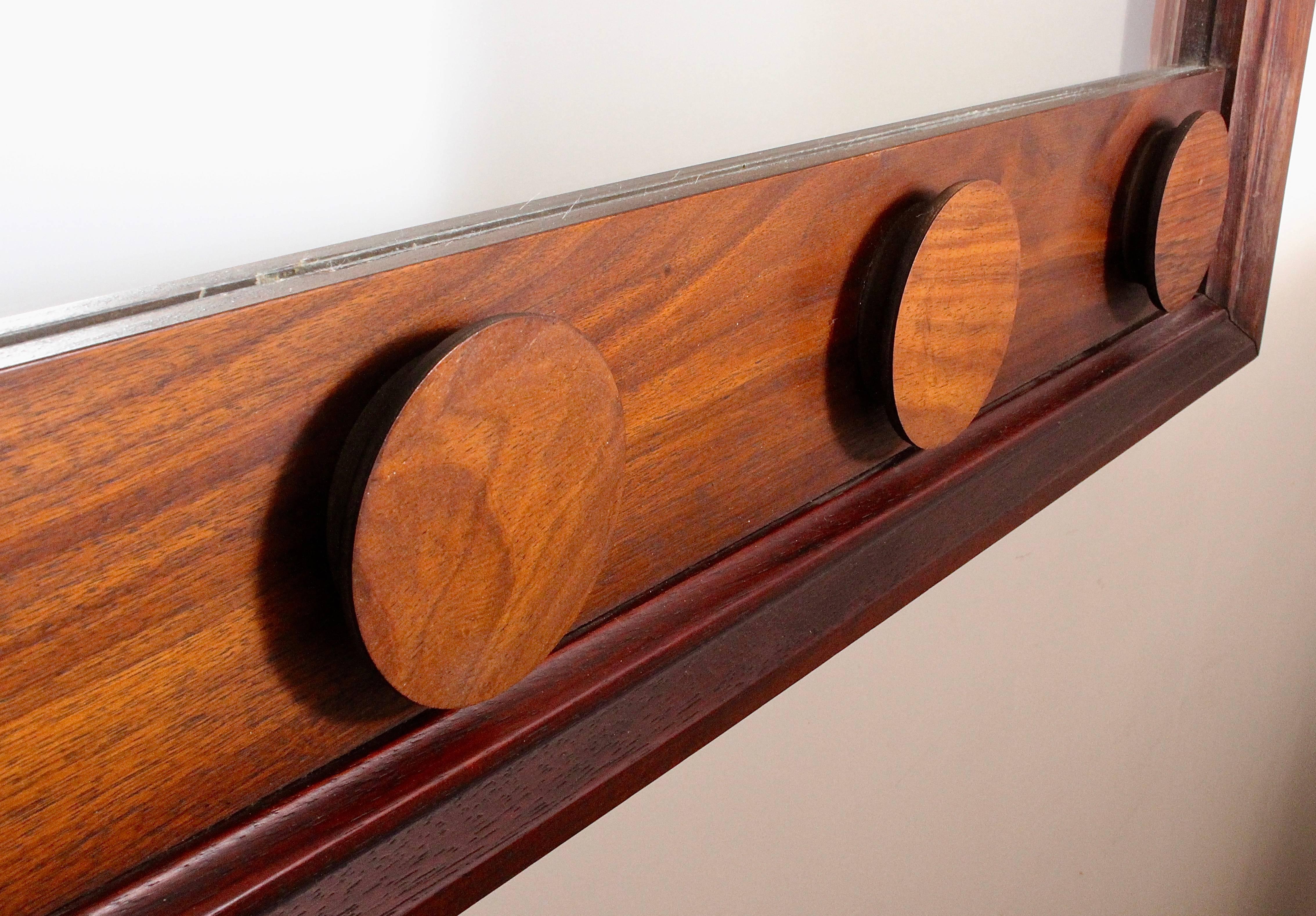 Danish Modern Rosewood Mirror with Rosewood Appliques, C. 1960  In Good Condition In Bainbridge, NY