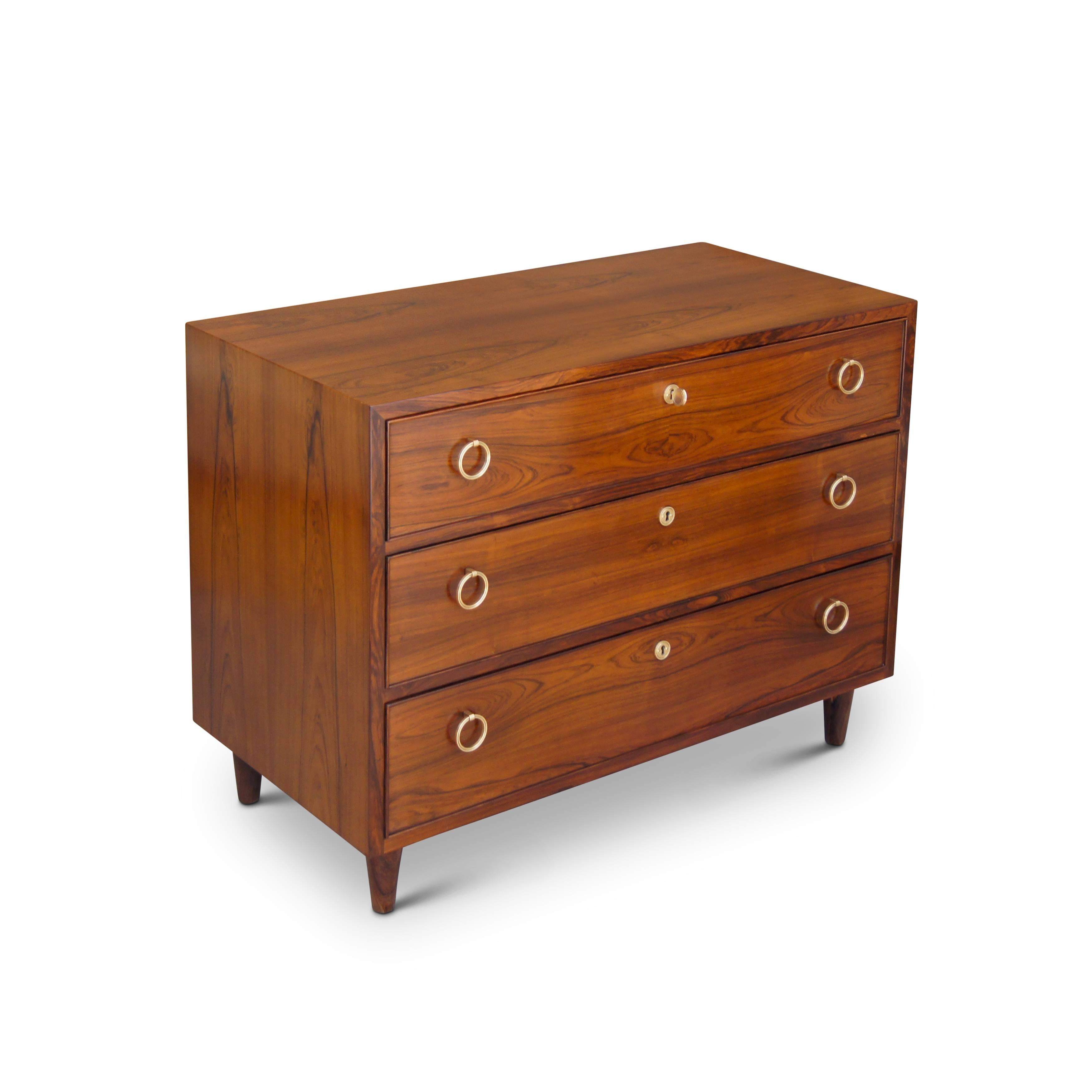 Three-Drawer Chest in Highly Figured Wood by Ernst Kuhn﻿ (Dänisch) im Angebot