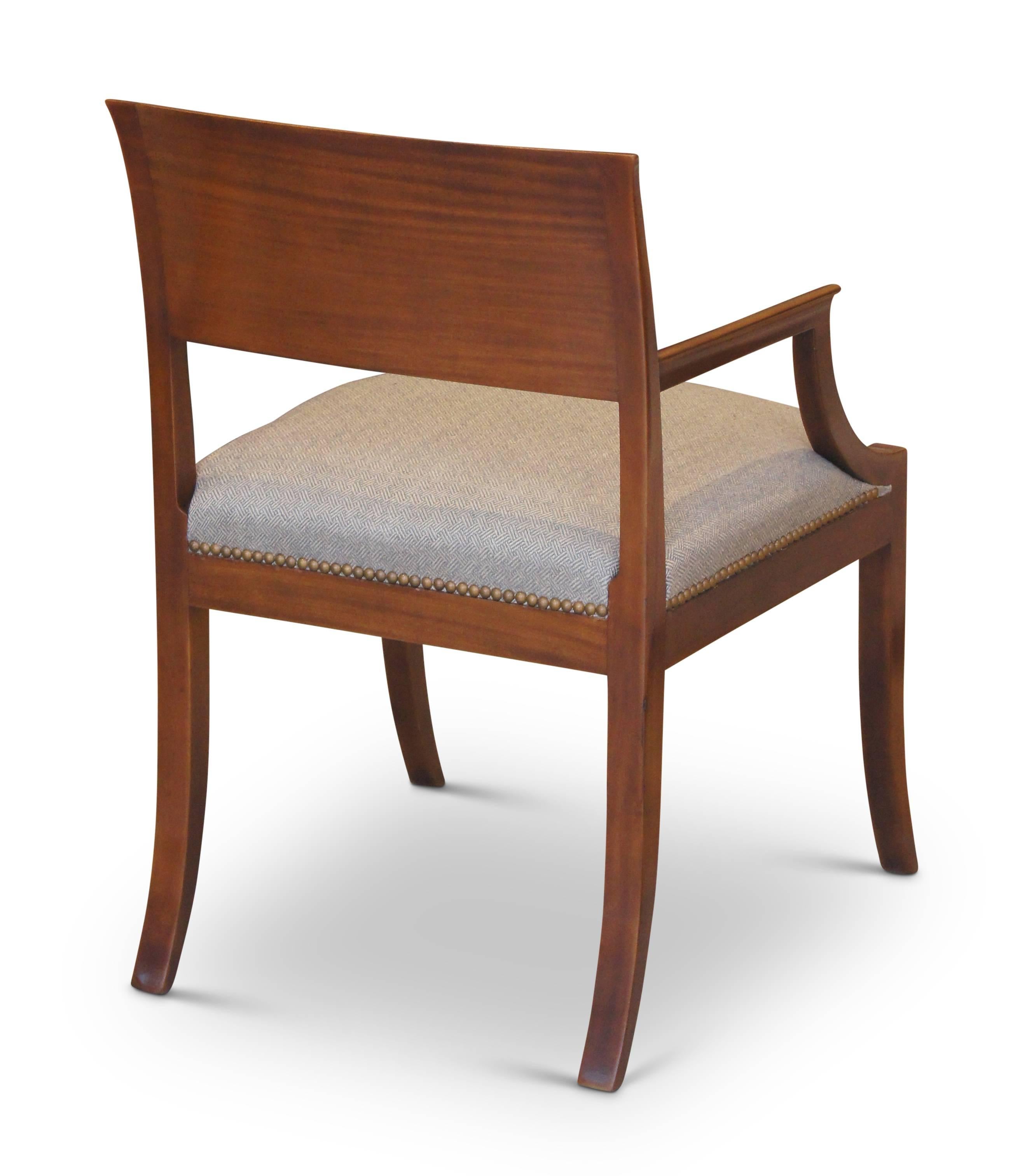 Early 20th Century Pair of Art Deco Klismos Armchairs in Mahogany by Rud. Rasmussen For Sale