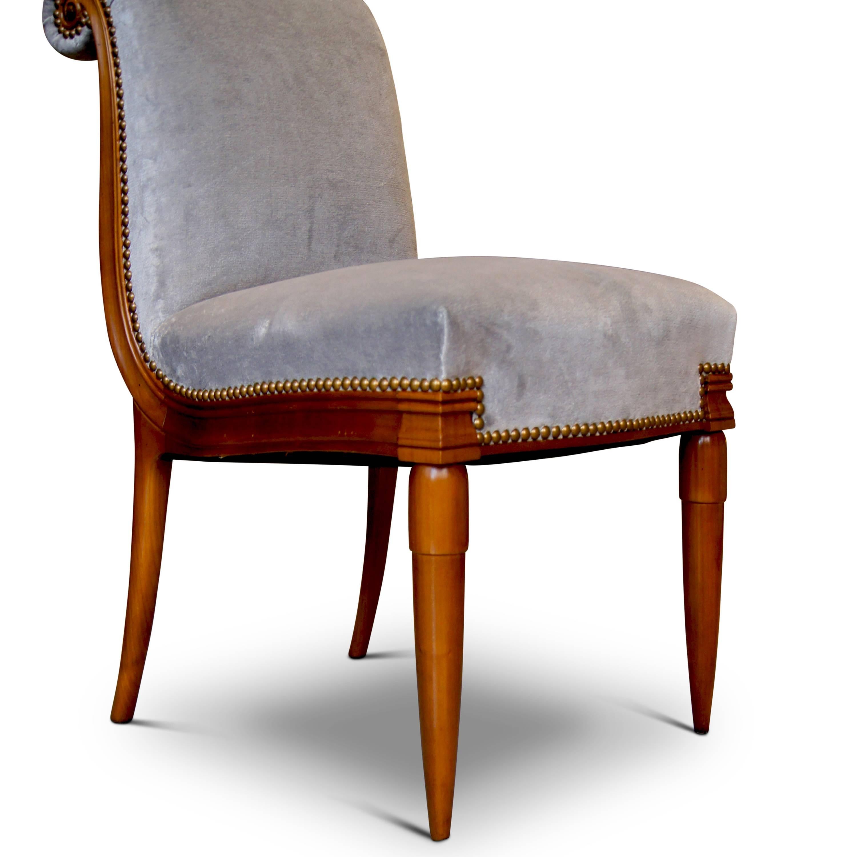 French Pair of Sinuous Chairs in Cherry by Armand-Albert Rateau For Sale