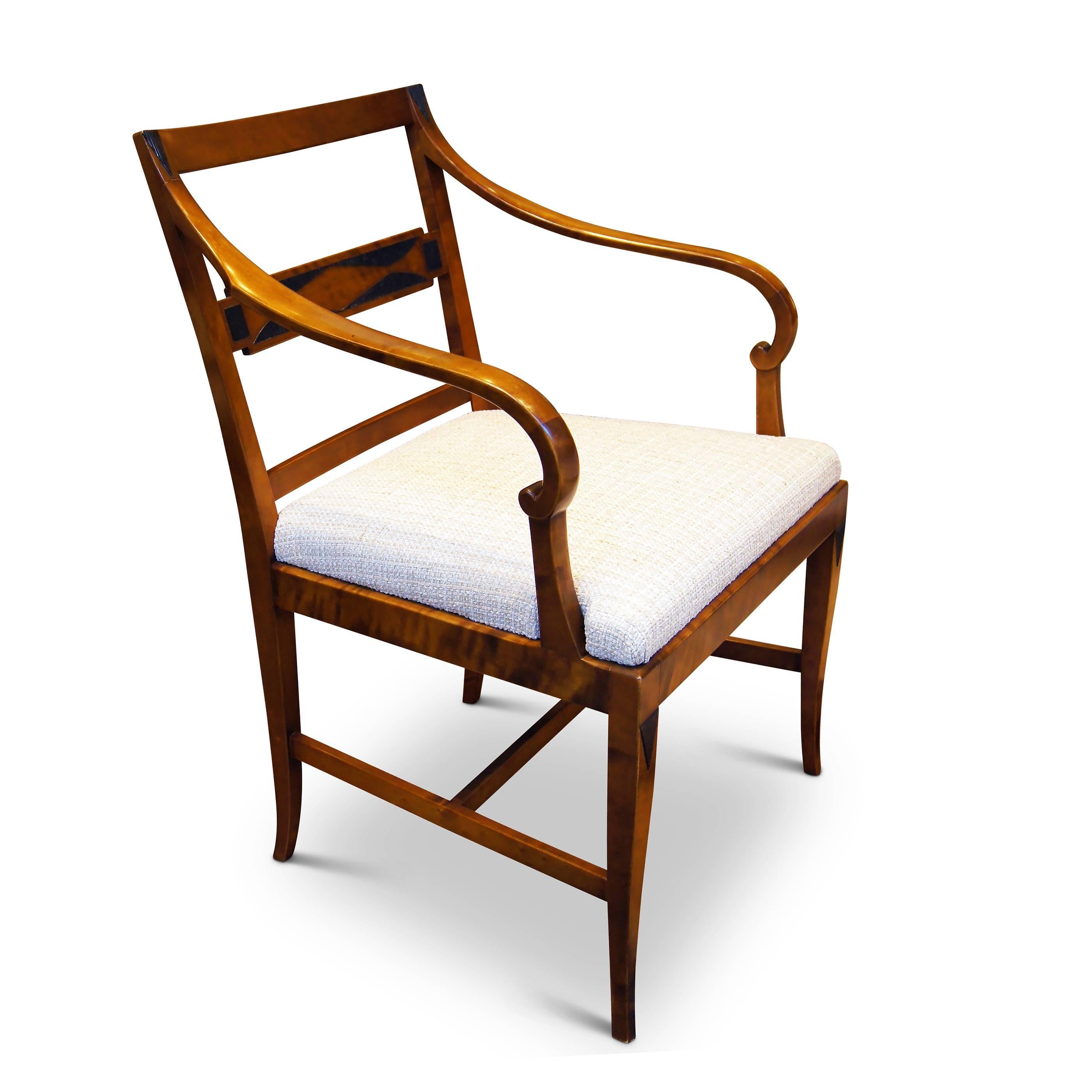 Swedish Pair of Art Deco Modern Classicism Armchairs in Birch by Carl Malmsten For Sale