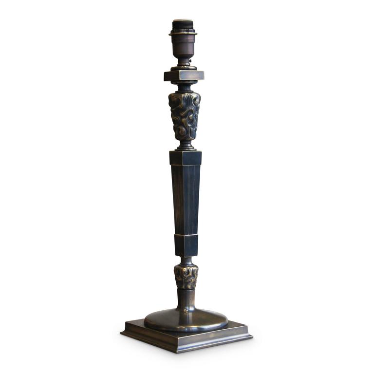 Pair of Promethian Torch Theme Table Lamps in Bronze by Thorvald ...