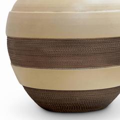 Late Art Deco Ceramic Table Lamp with Textured Bands by Jacques Adnet Attributed