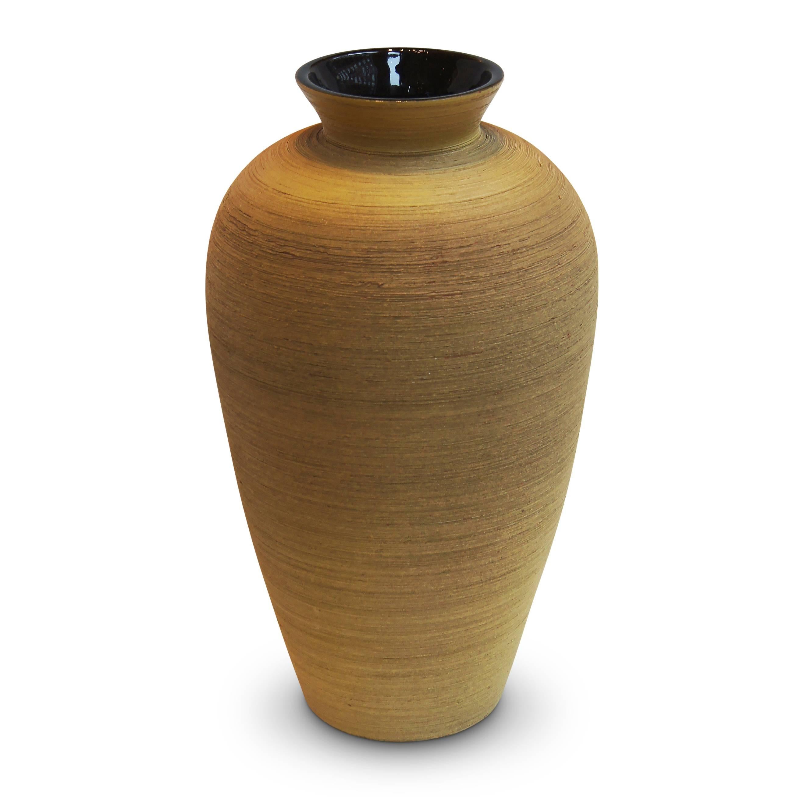 Swedish Exceptional Monumental Art Deco Vase Duo in Ochre and Aubergine by Upsala Ekeby For Sale