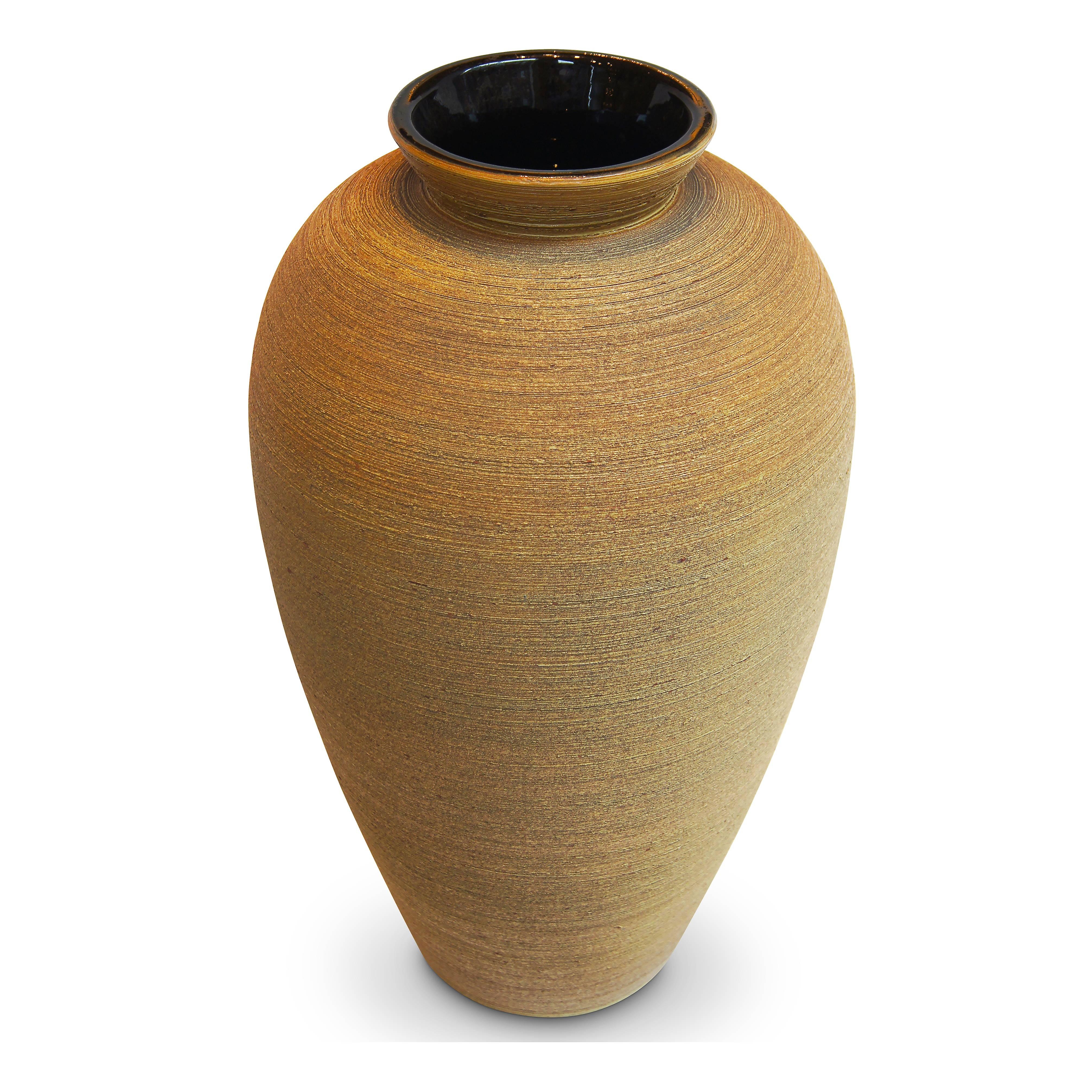 Mid-20th Century Exceptional Monumental Art Deco Vase Duo in Ochre and Aubergine by Upsala Ekeby For Sale