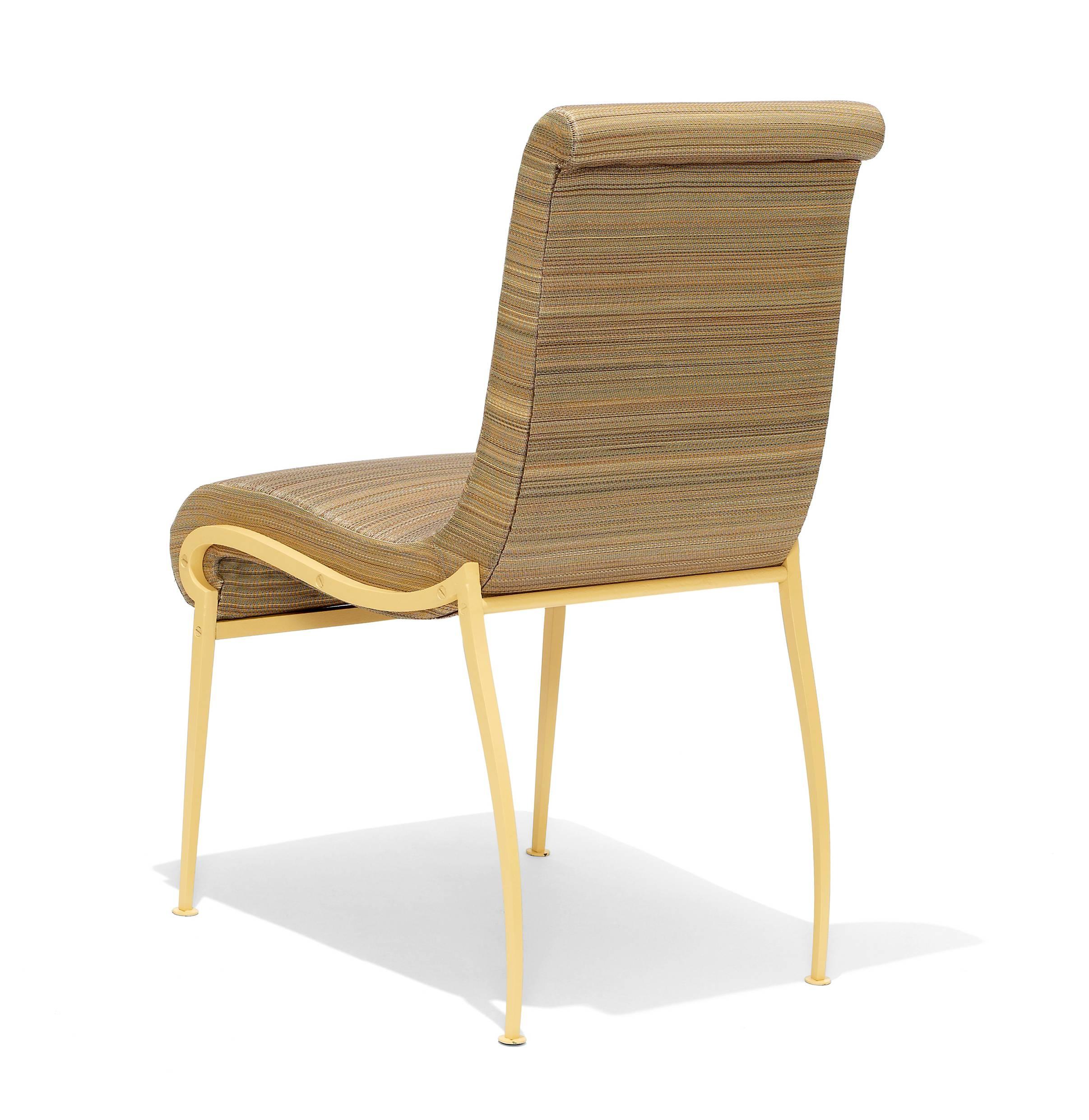 Art Deco Sinuous Side Vanity Chair by André Arbus and Executed by Gilbert Poillerat For Sale