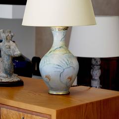 Romantic Hand-Painted and Gilded Table Lamp by Josef Ekberg for Gustavsberg