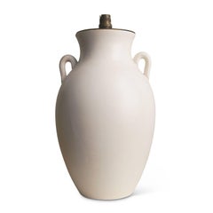 Exquisite Table Lamp with Amphora Form in Ivory Eggshell Glaze by Keramos