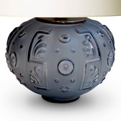 Exquisite Table Lamp in Sapphire Blue Glass by Edvin Ollers for Kosta Boda