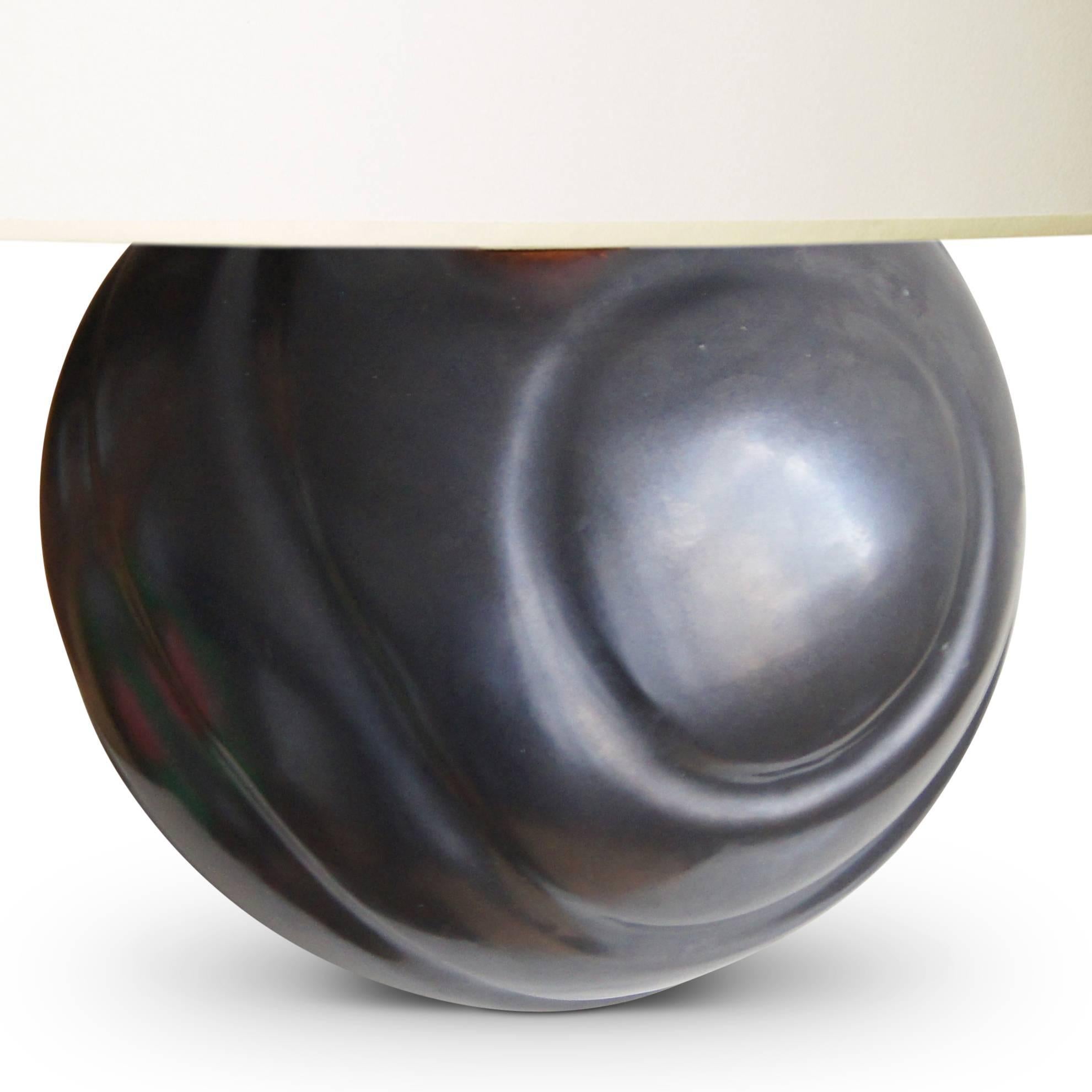 Modern Table Lamp in Deep Bronze Luster Attributed Anna-Lisa Thomson for Ekeby