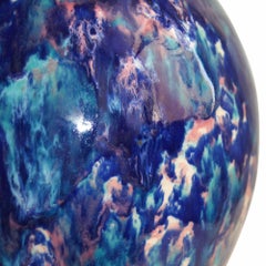 Ebullient Art Deco Table Lamp in Vivid Indigo, Cerulean and Violet by Primavera