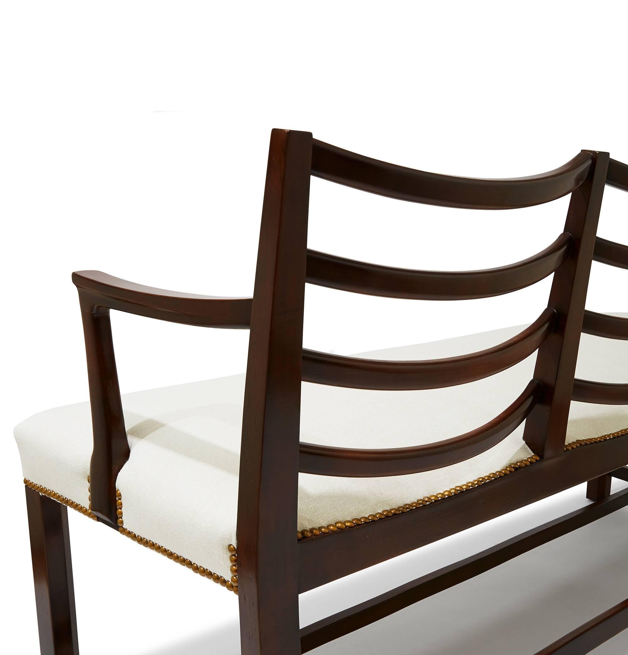 Art Deco Three Seat Settee with Draping Back Slats by Fritz Hansen For Sale