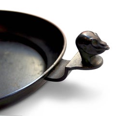 Rather Macabre Bronze Bowl with Humanoid Head Finials by Nils Fougstedt for FAK