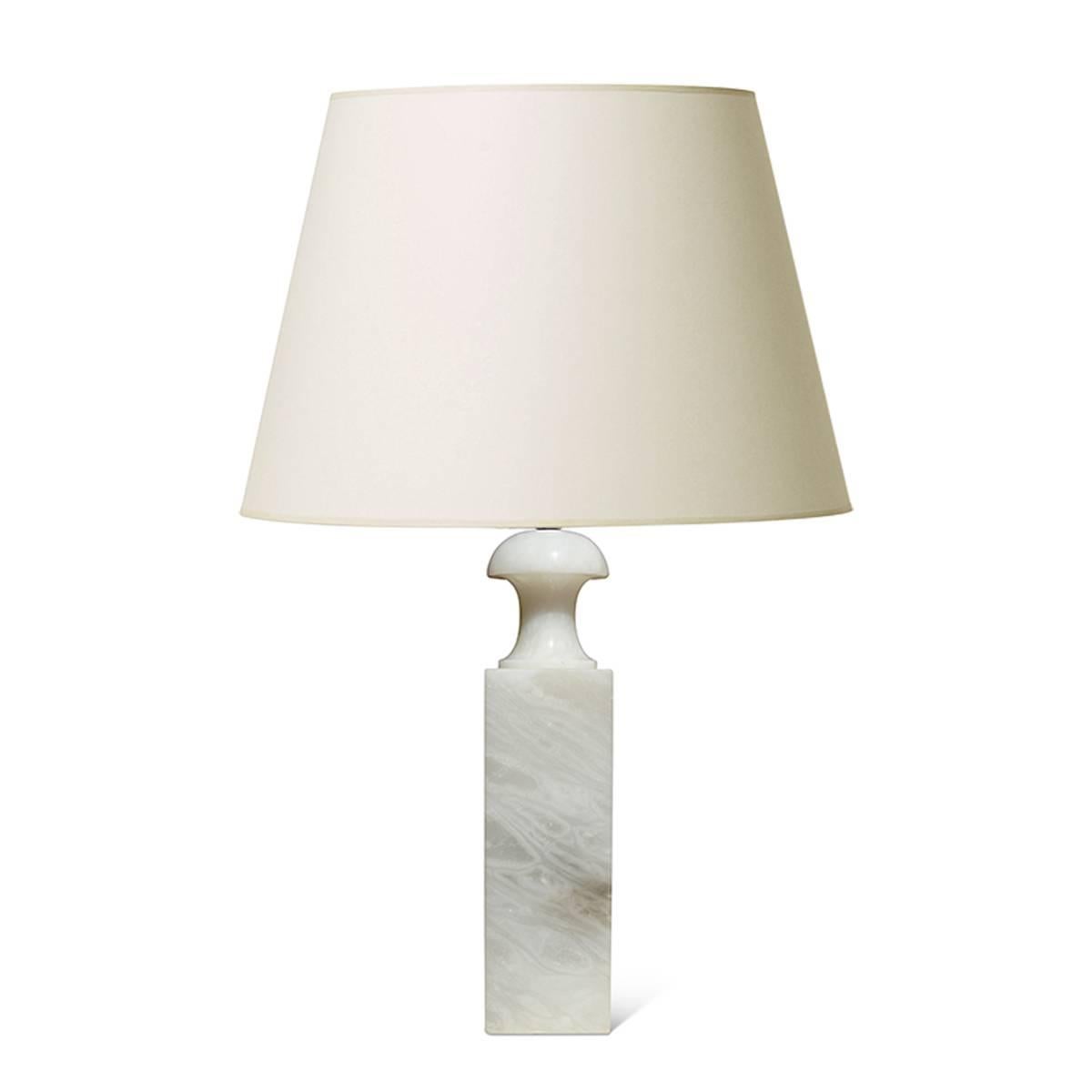 Scandinavian Modern Pair of Table Lamps with Tall Baluster Form in Alabaster by Bergboms For Sale
