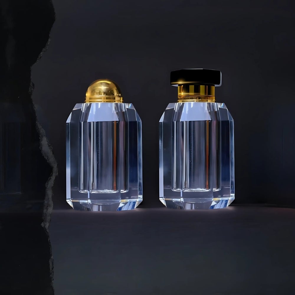 Juego de salero de cristal tallado a mano Ambrosià (juego de 2 piezas: transparente y claro)