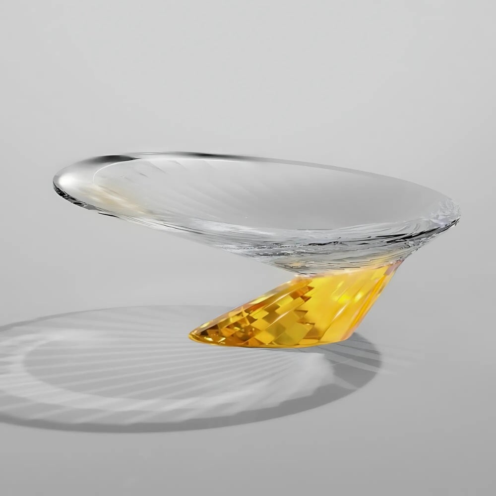 All'EDEN Cuenco decorativo de cristal amarillo/claro hecho a mano - Artesanía elegante