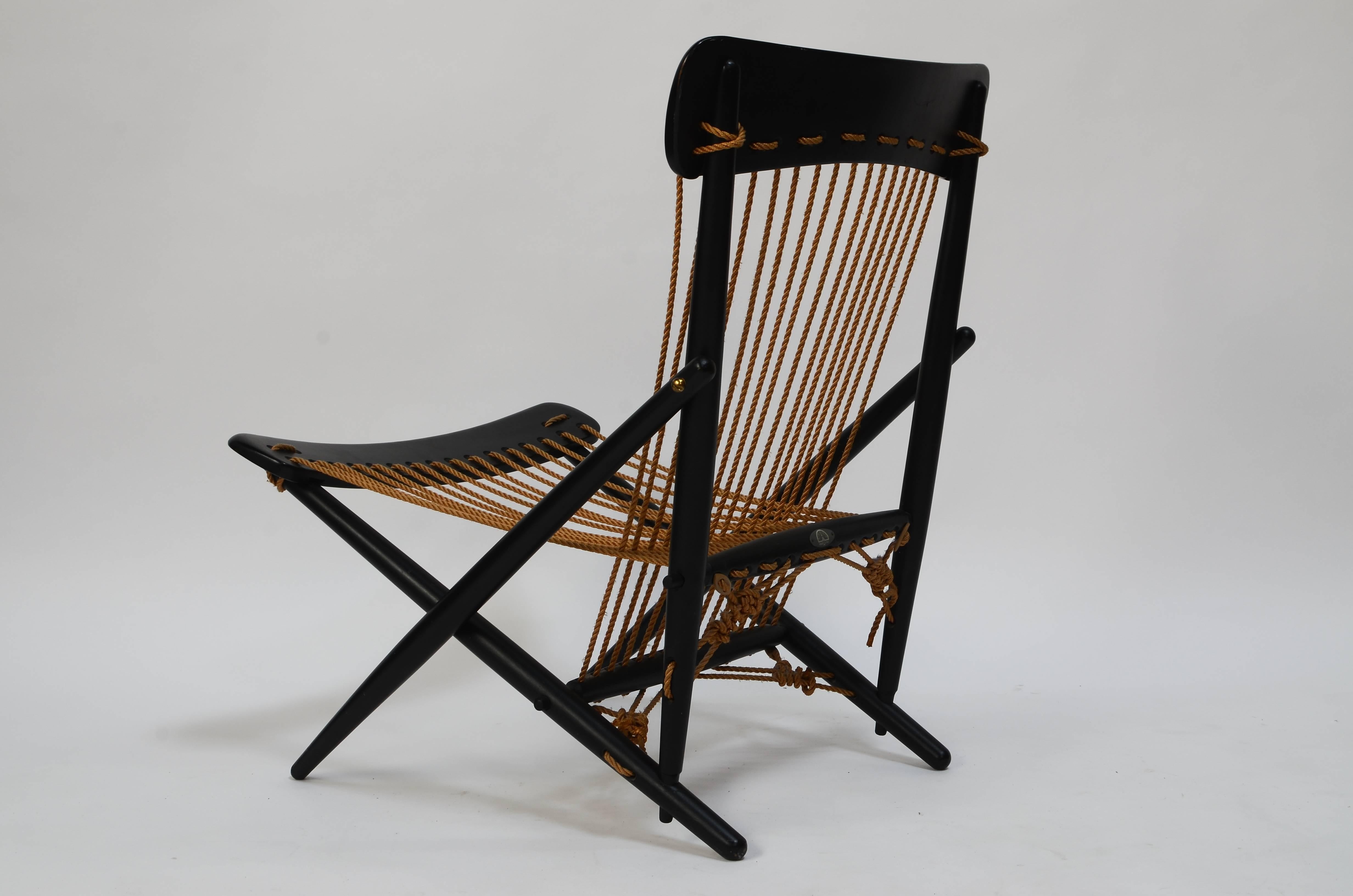 Lacquered Exquisite Japanese Rope Lounge Chair by Maruni, 1955