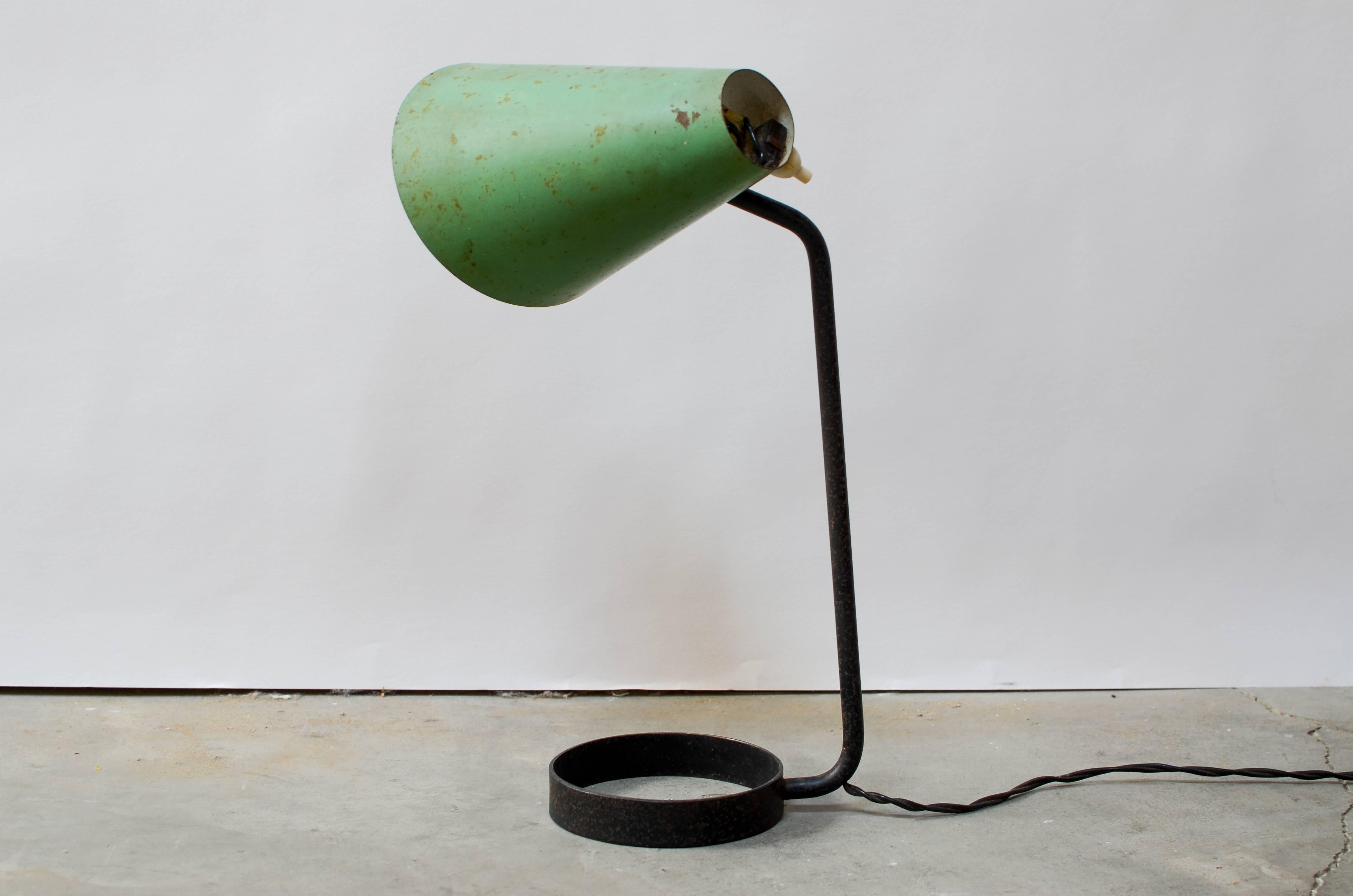 Enameled Jacques Biny Table Lamp, France, 1950s For Sale