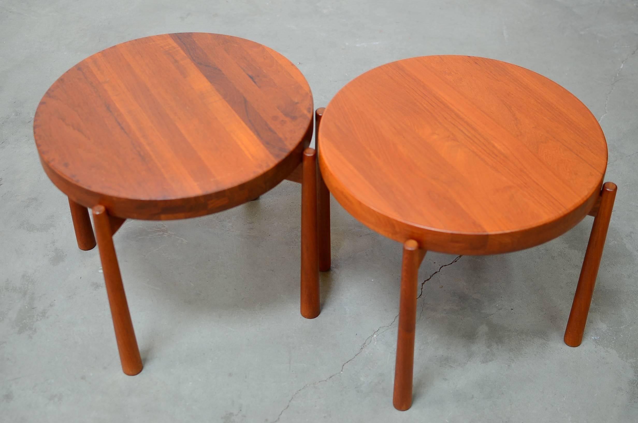 Scandinavian Modern Solid Teak Side Tables in the style of Jens Quistgaard for Dux For Sale