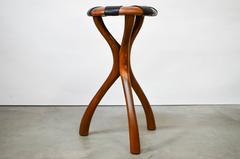 Black Walnut and Leather Stool by Dean Santner