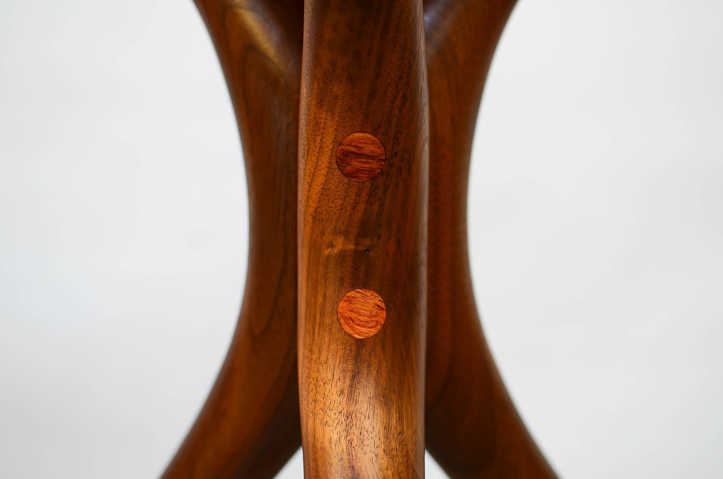 Black Walnut and Leather Stool by Dean Santner For Sale 1