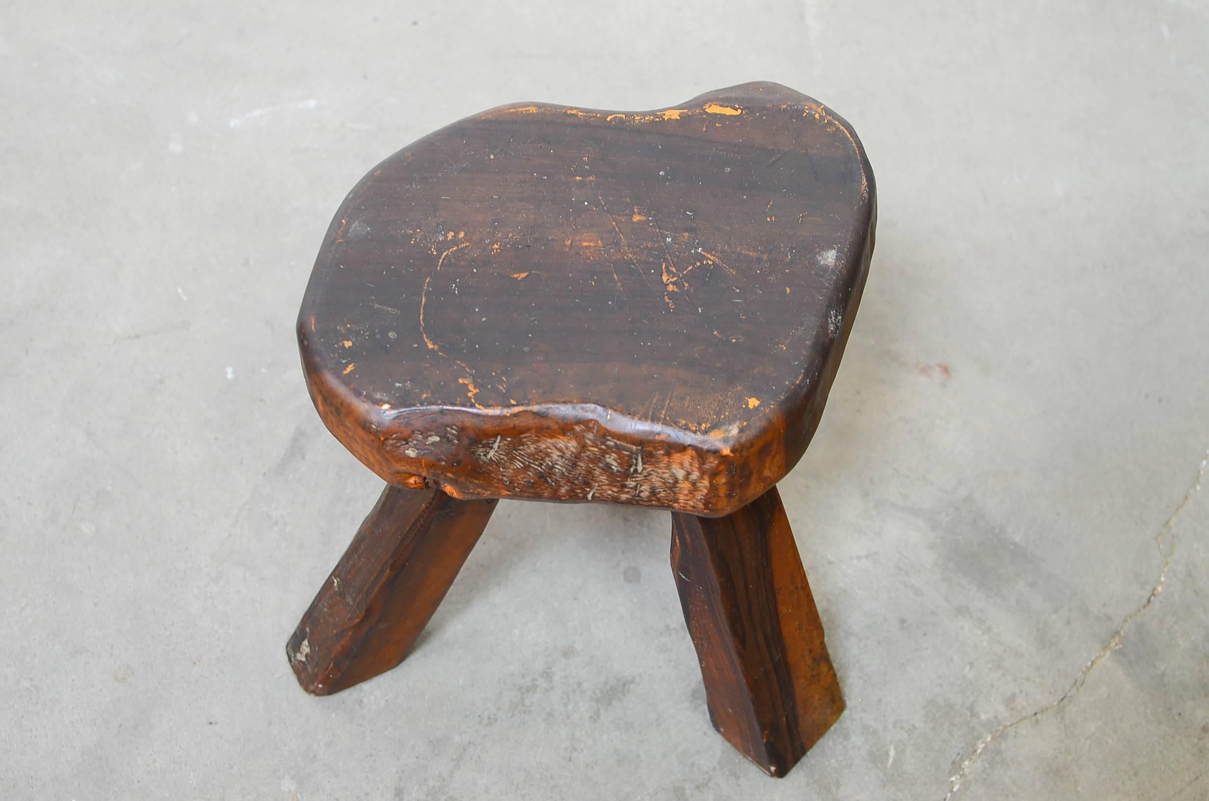 Mid-20th Century French Tripod Stool in Manner of Alexandre Noll, 1950s