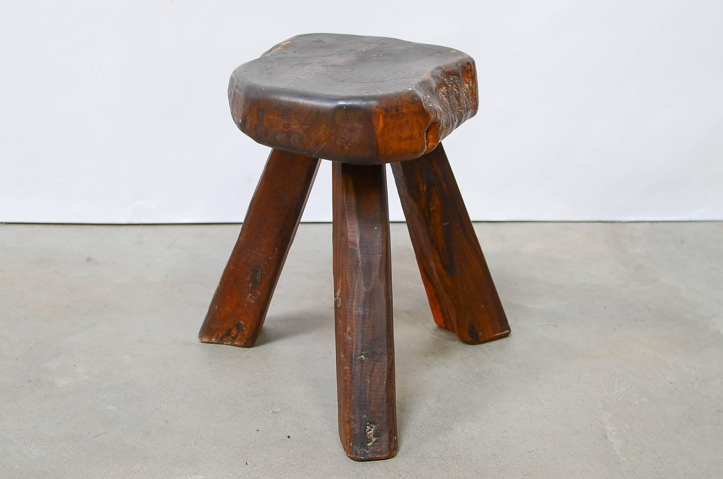 Mid-Century Modern French Tripod Stool in Manner of Alexandre Noll, 1950s