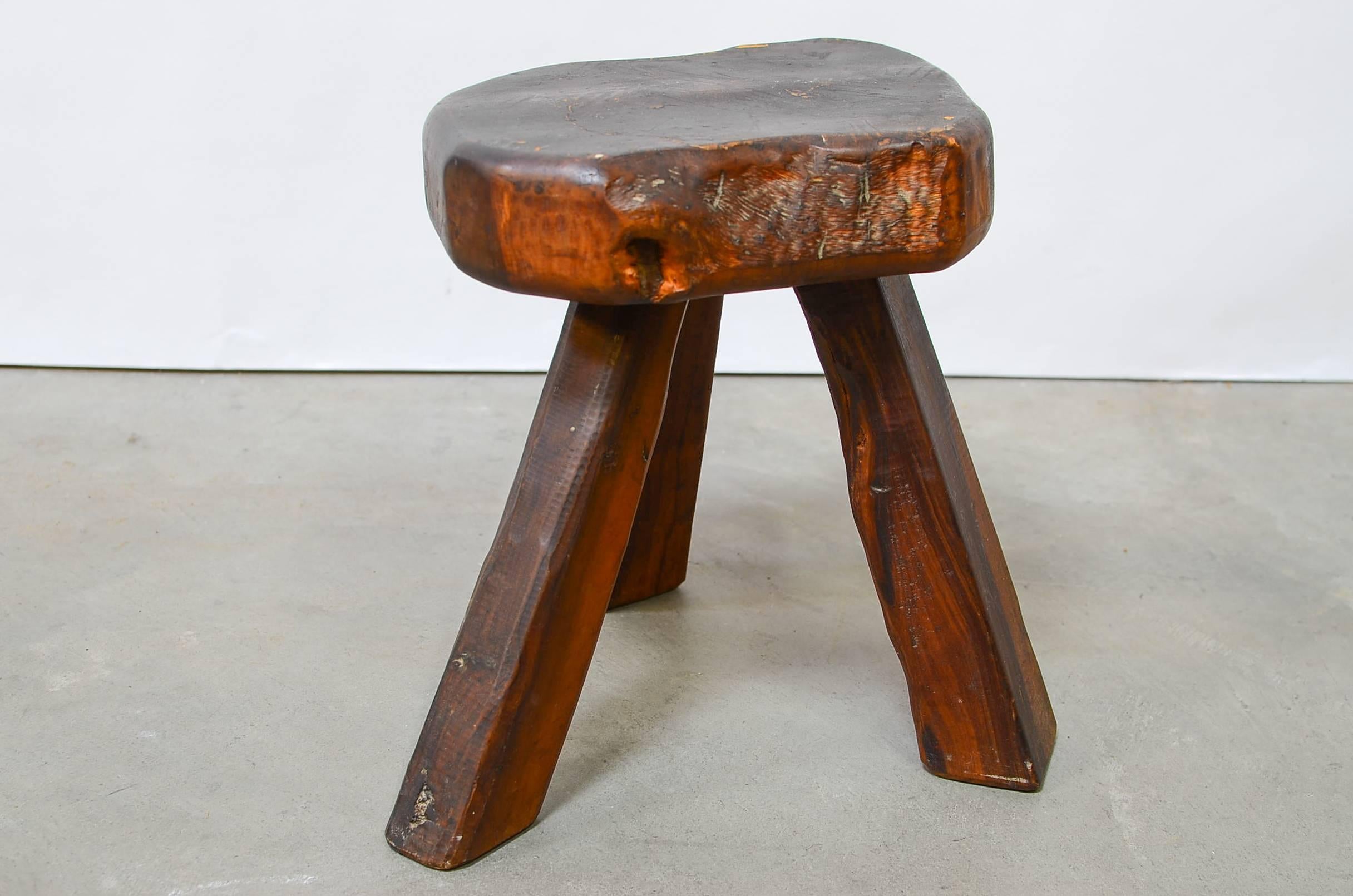 Wood French Tripod Stool in Manner of Alexandre Noll, 1950s