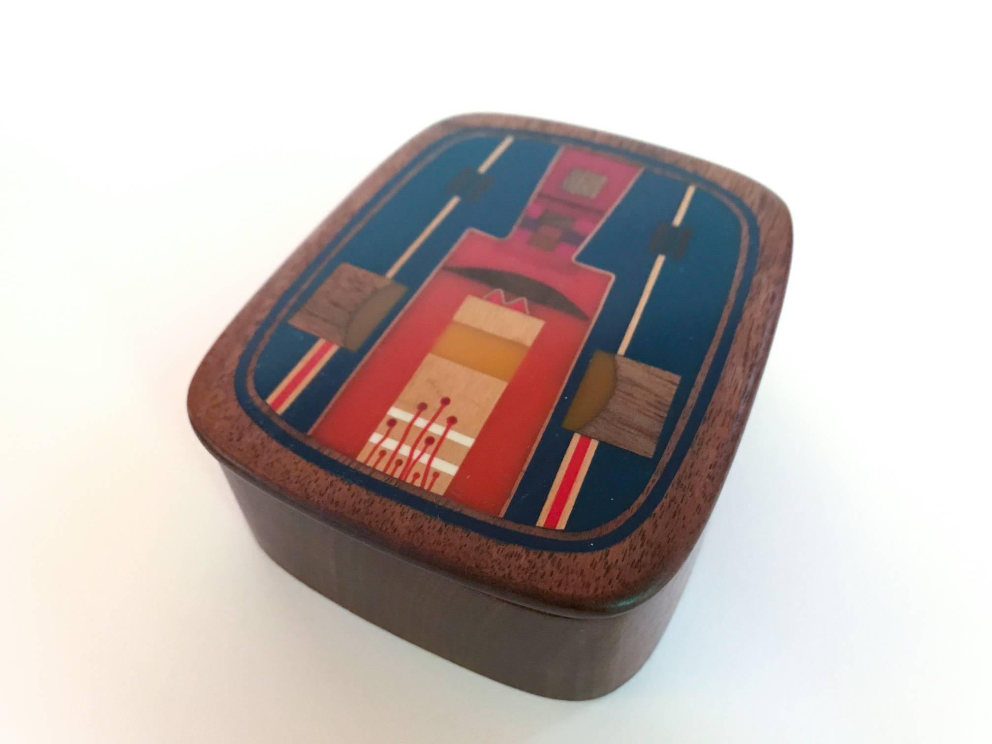 Late 20th Century Robert McKeown Abstract Wood and Resin Box, 1976 For Sale