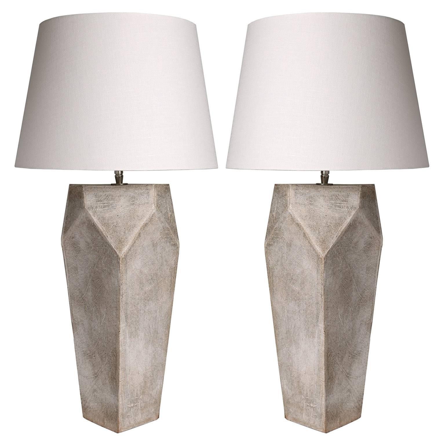 John Sheppard "Tower" Stoneware Table Lamps For Sale