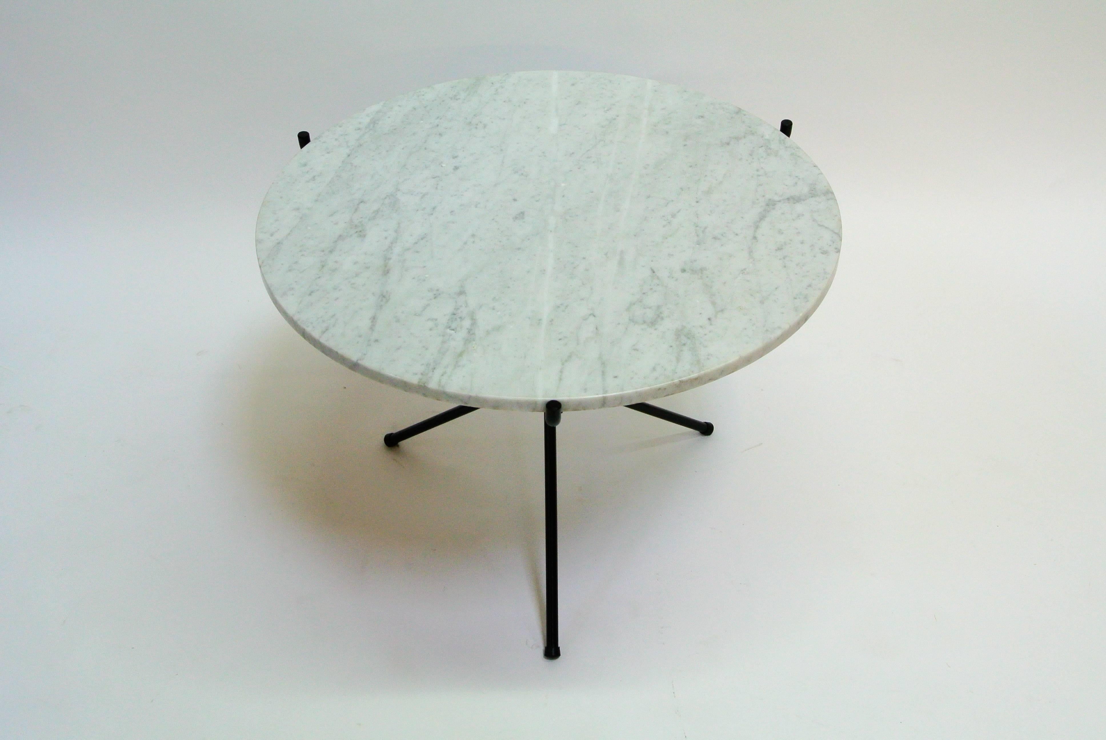 Mid-20th Century Rare Norman Cherner Marble and Iron Tripod Table, 1950s For Sale