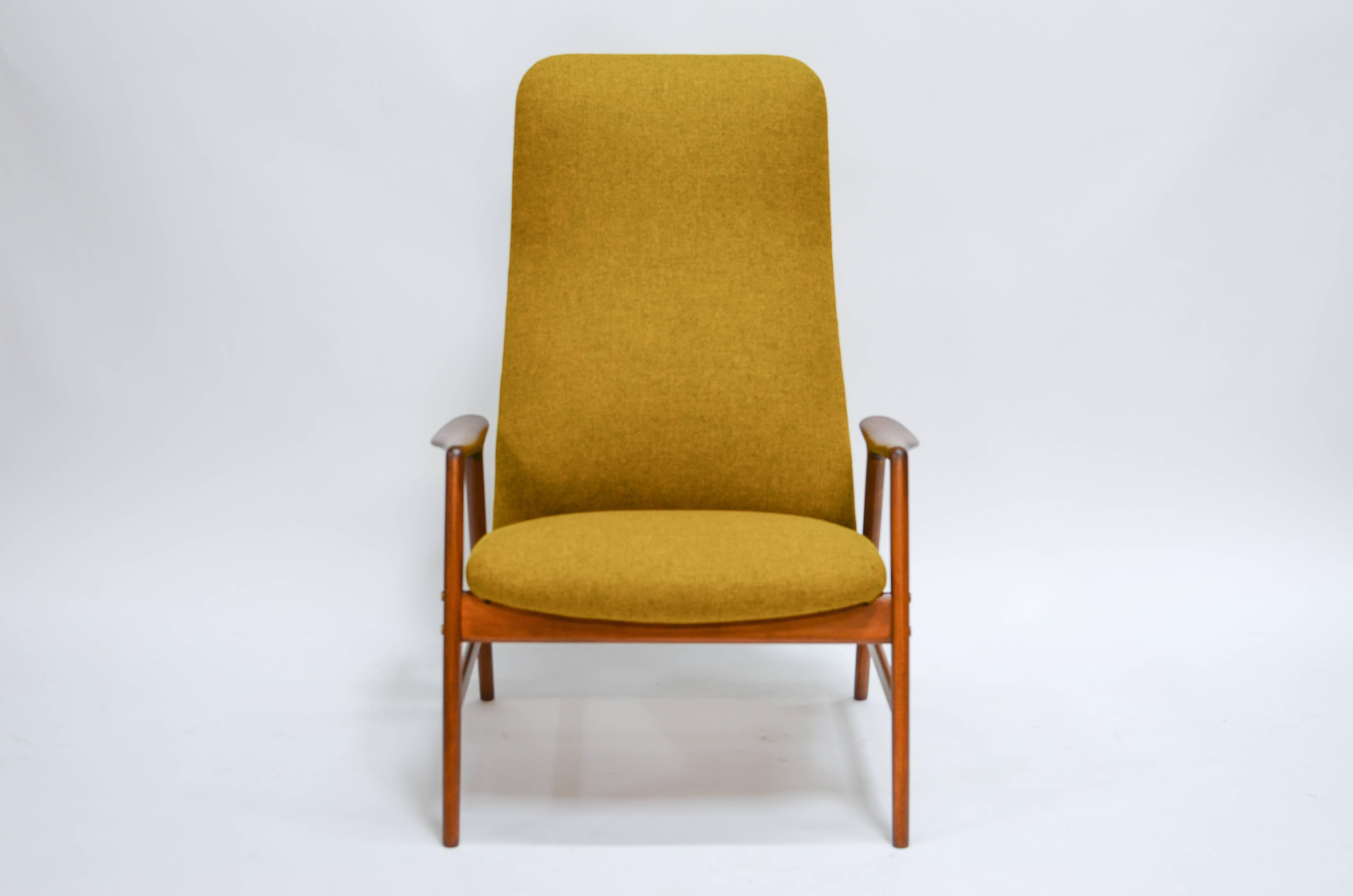 Mid-20th Century Alf Svensson for DUX Highback Reclining Lounge Chair and Ottoman For Sale
