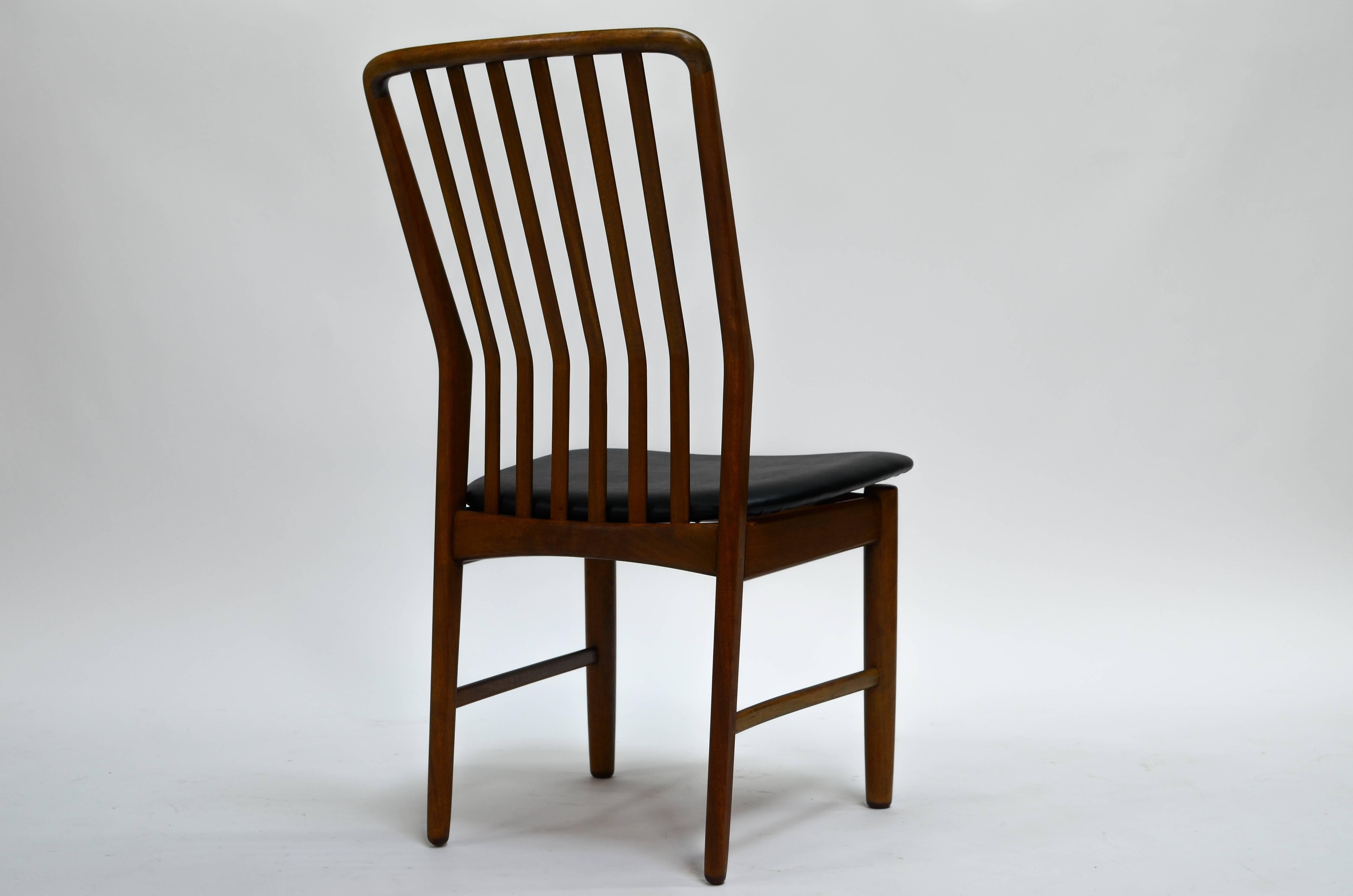 Naugahyde   Svend A. Madsen Danish Modern Walnut Dining Chairs  For Sale