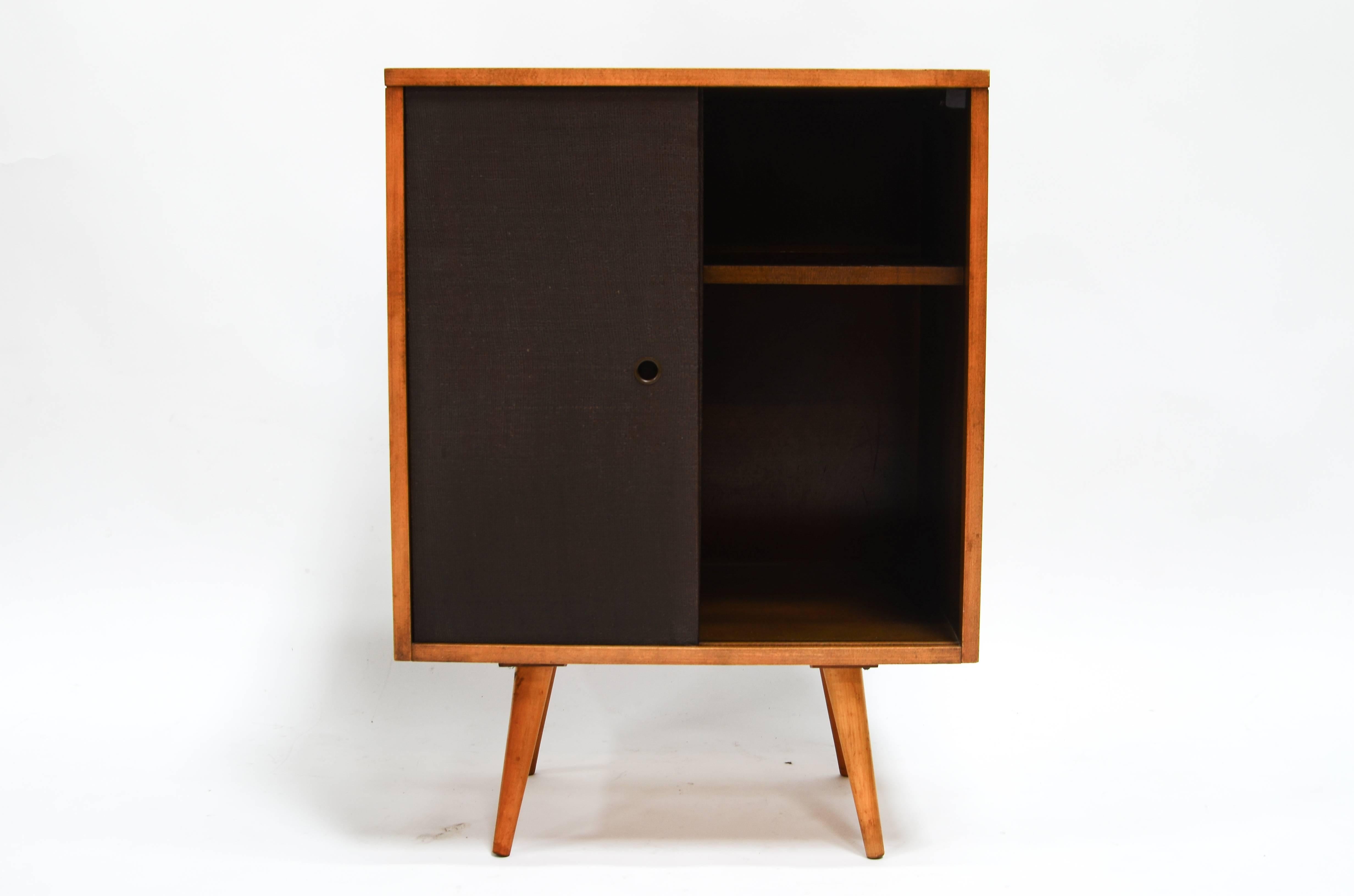 American Paul McCobb Grasscloth Cabinet 1950s  For Sale