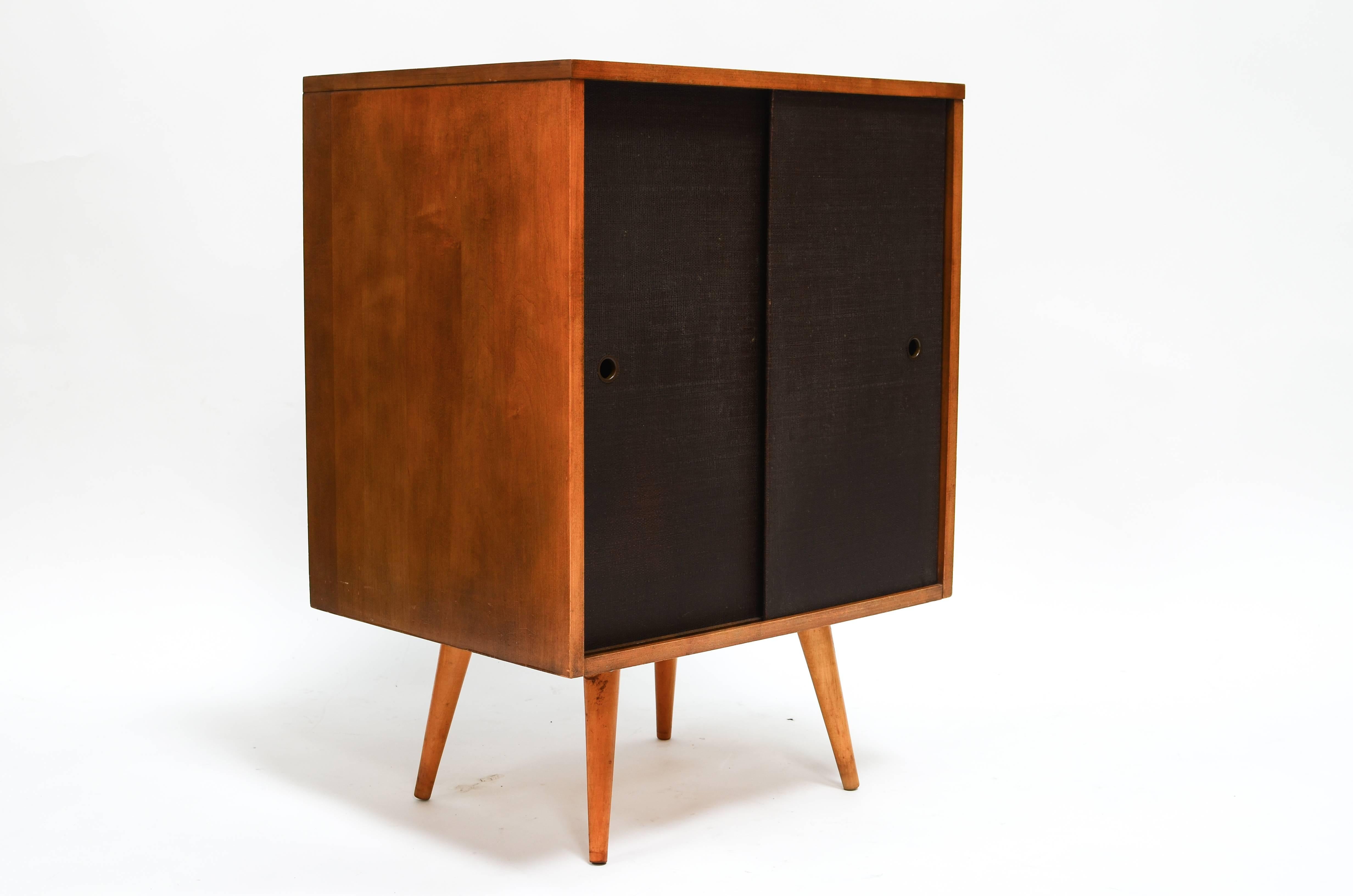 Paul McCobb Grasscloth Cabinet 1950s  In Excellent Condition For Sale In Berkeley, CA