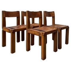 Pierre Chapo S11 Chairs Set of 4 - Beautiful Stunning Patina