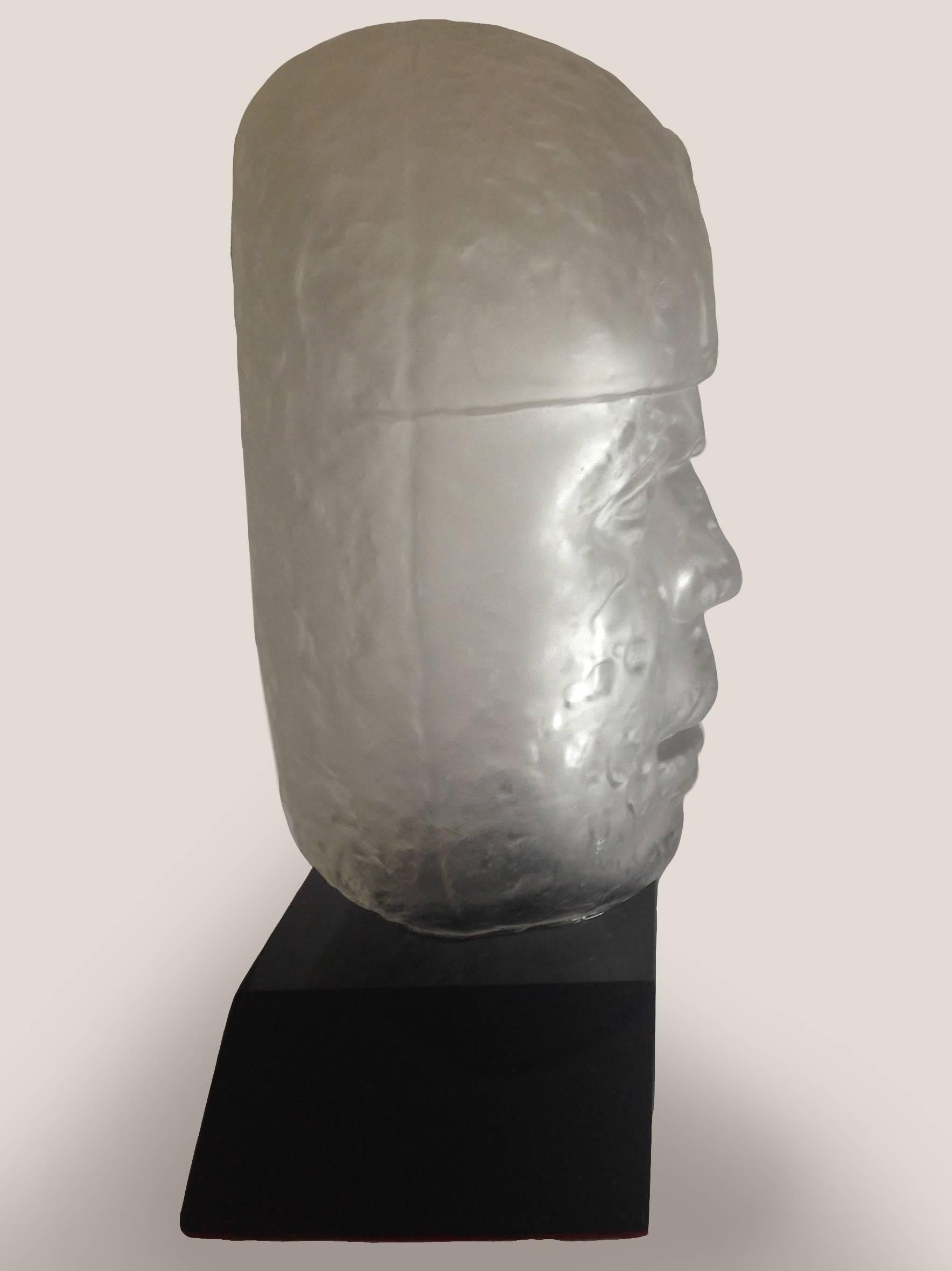 Pedro Ramírez Vázquez glass sculpture Olmec head.