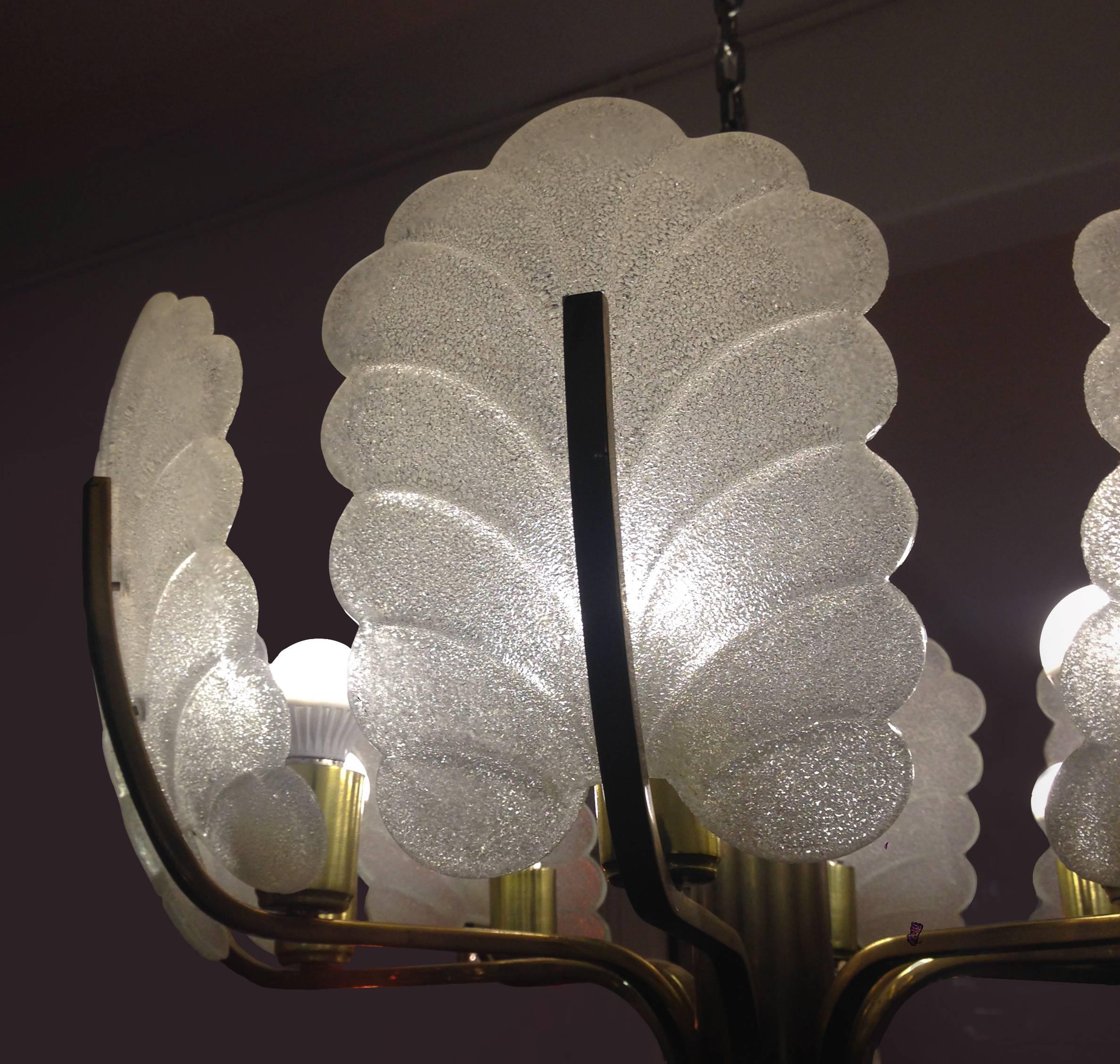 Mexican Large Chandelier by Carl Fagerlund for Orrefors Frosted Glass