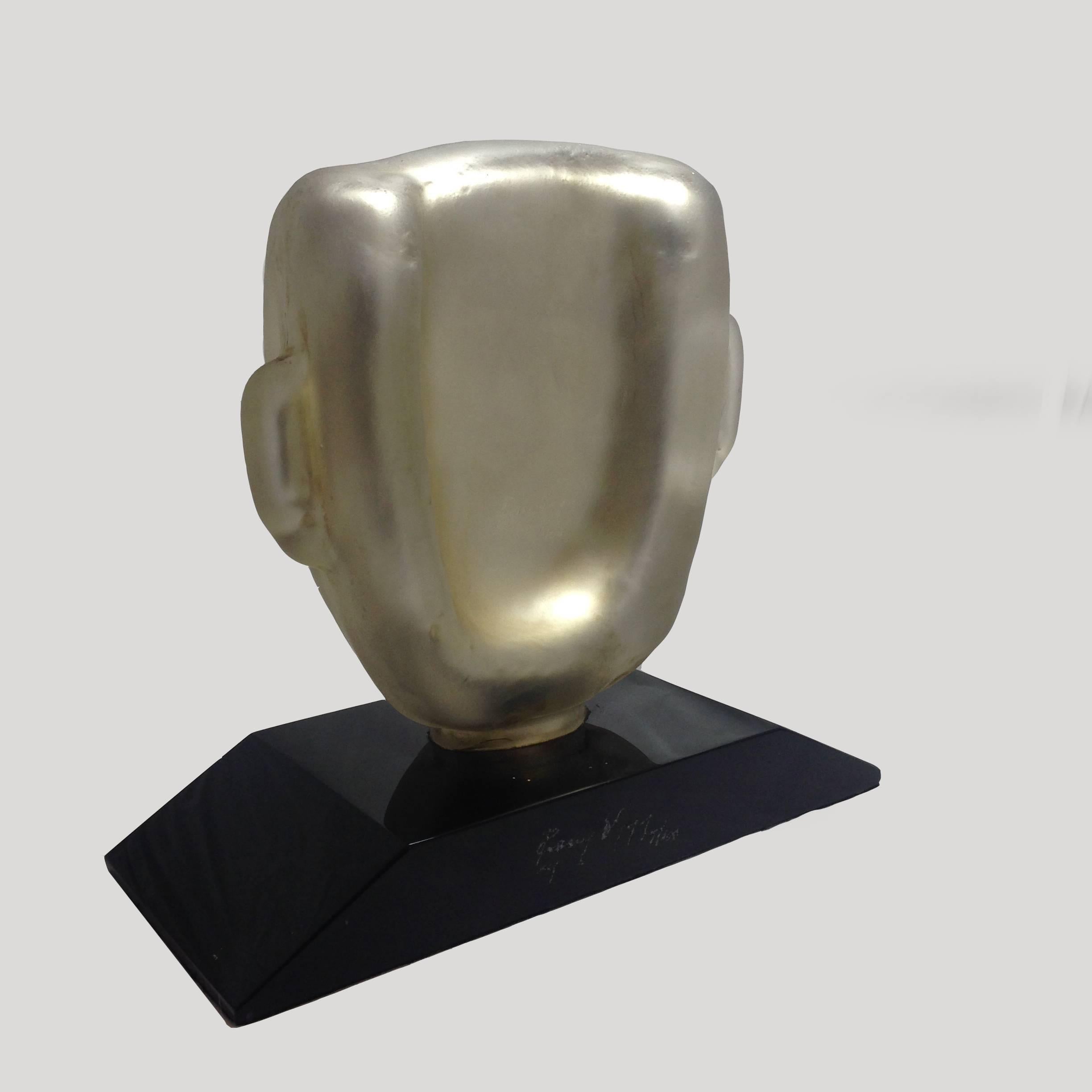 Marble Pedro Ramirez Vazquez Mercury Glass Mask Sculpture Signed