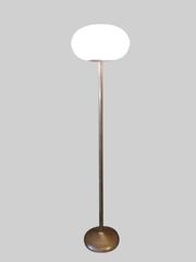 Pair of French Glass Holophane and Brass Foot Lamps
