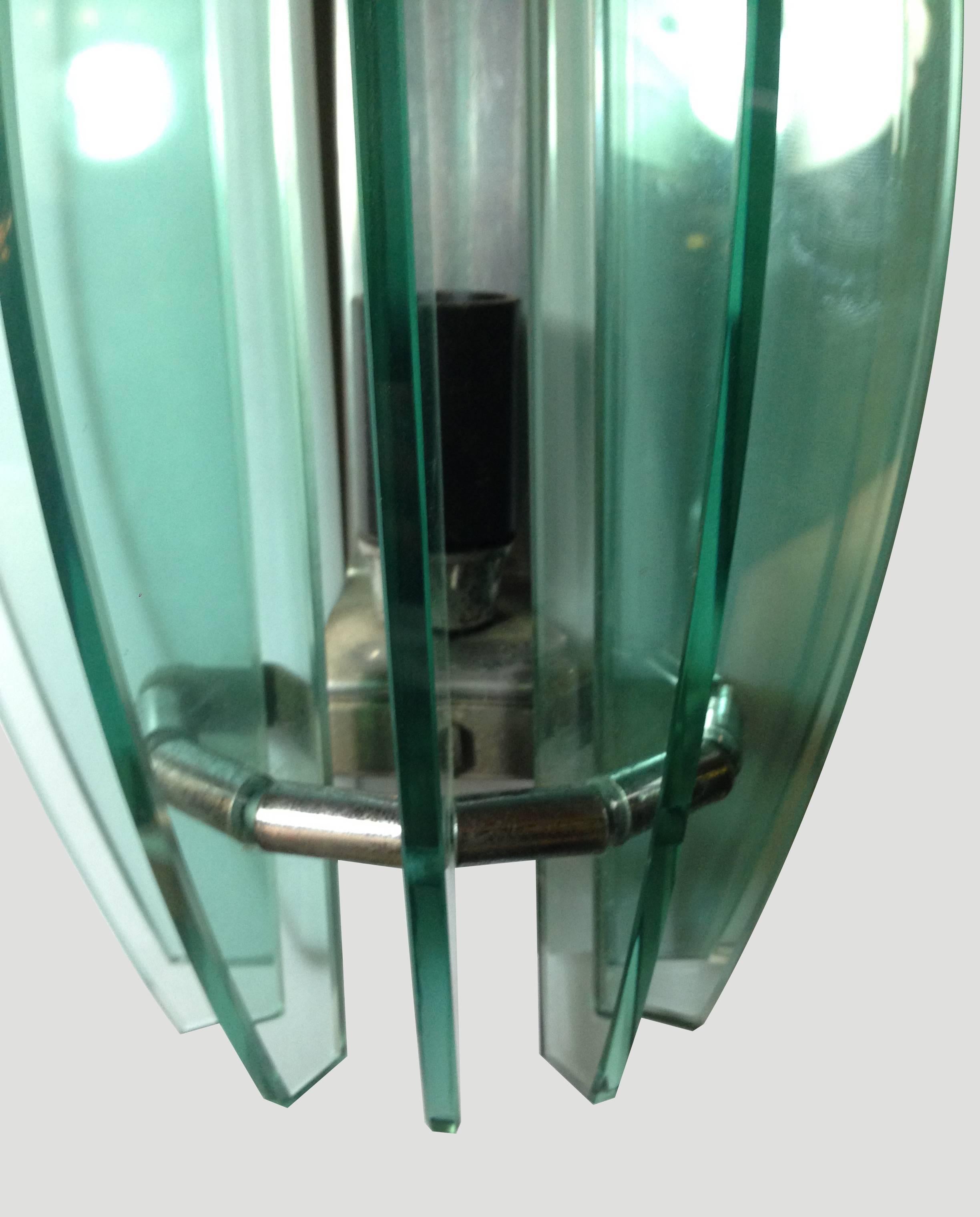 Pair of Veca Italian Glass Sconces, 1970s For Sale 2